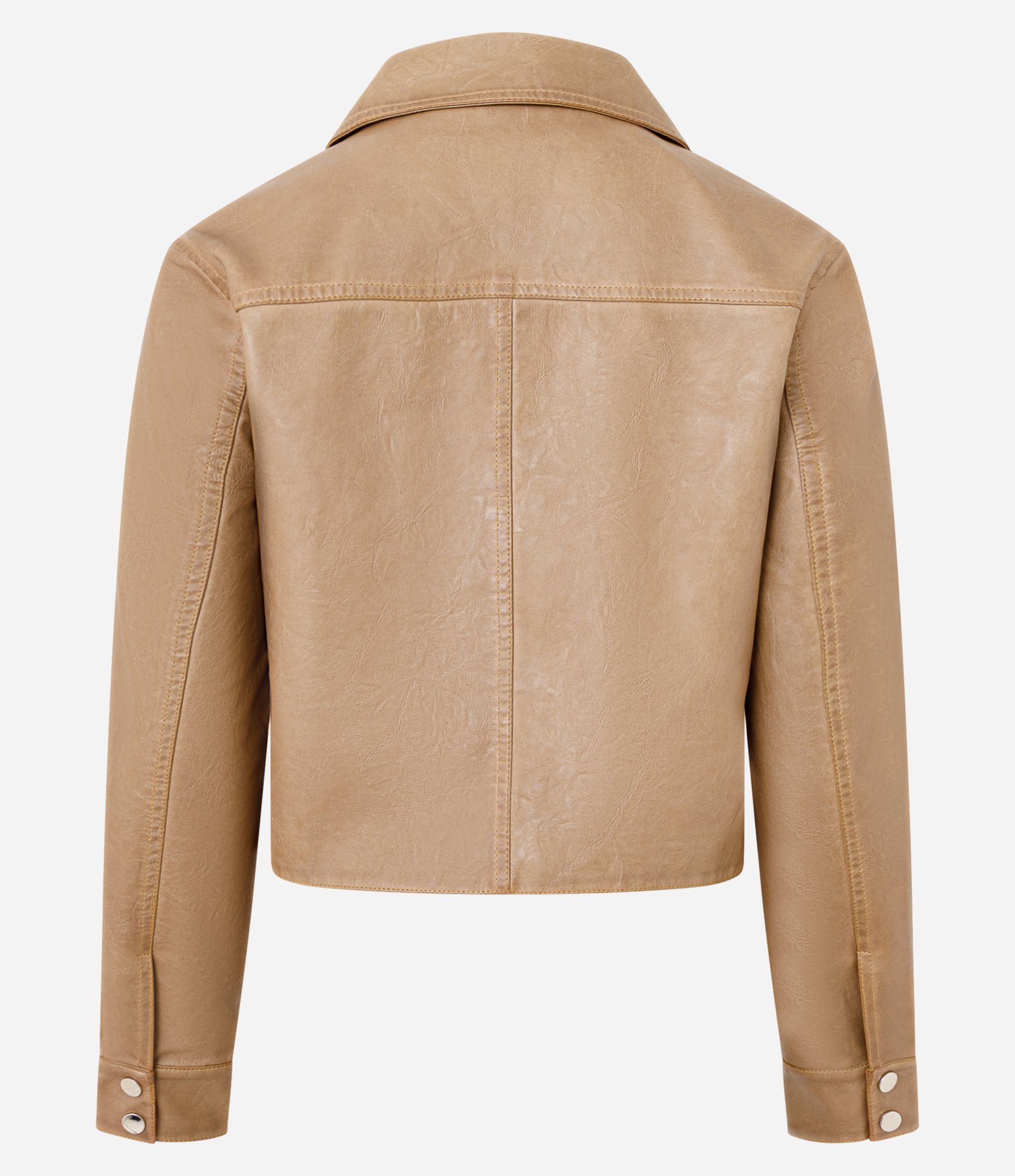 Jaqueta em PU Marmorizada com Abotoamento Frontal Bege 7