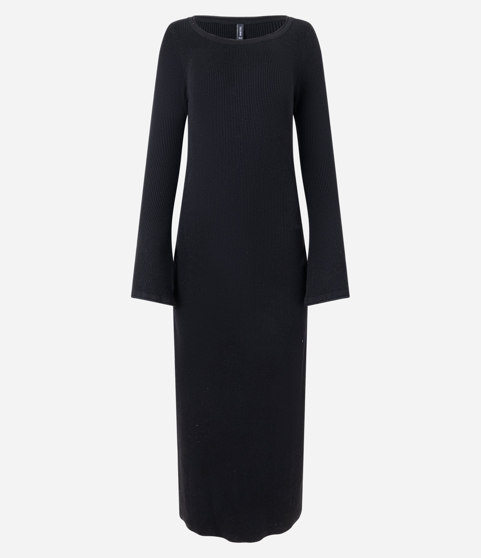 Vestido Midi em Tricô com Manga Evasê Preto 1