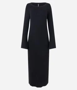 Vestido Midi em Tricô com Manga Evasê