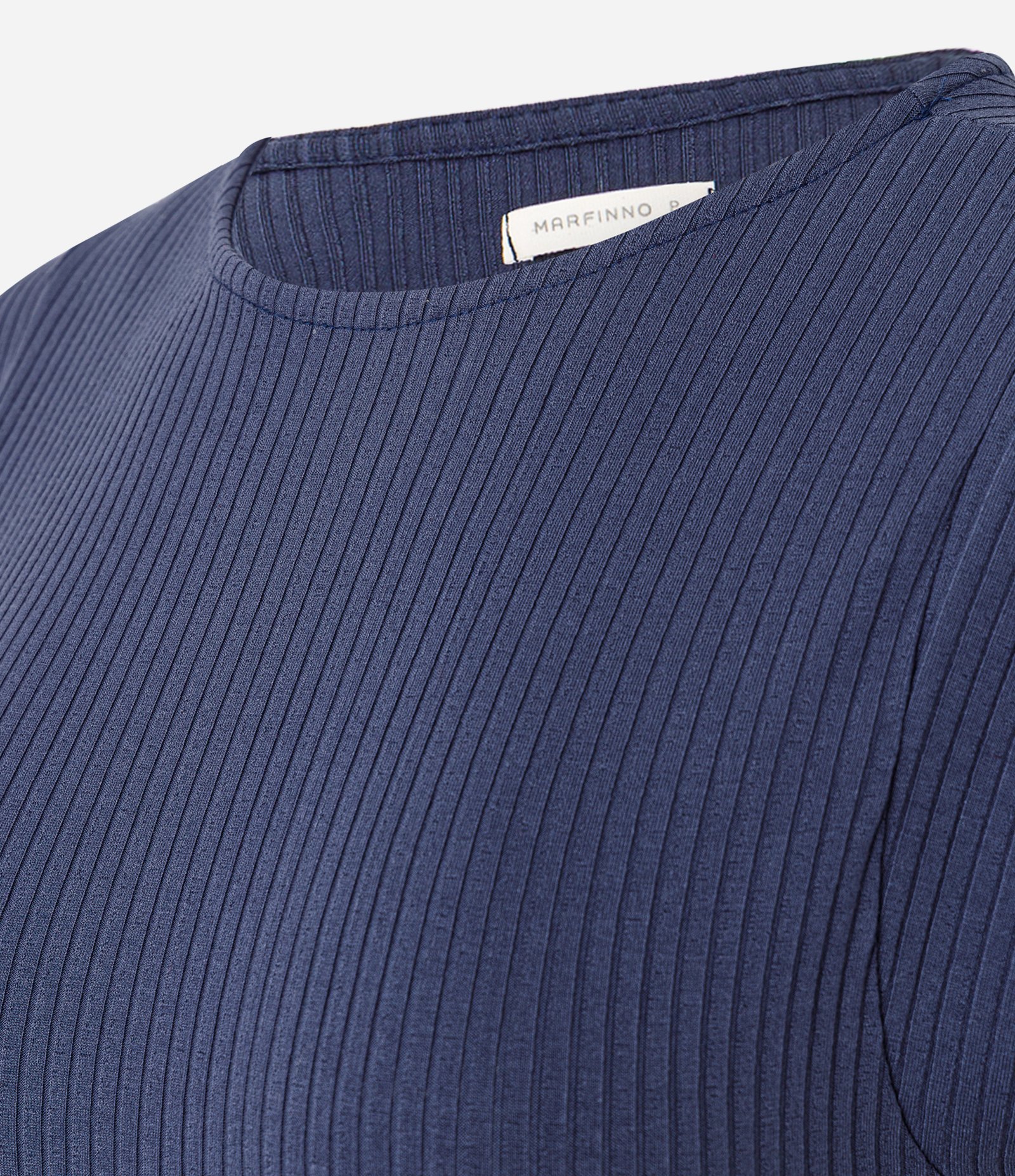 Blusa Canelada em Viscose com Gola Redonda Azul 6