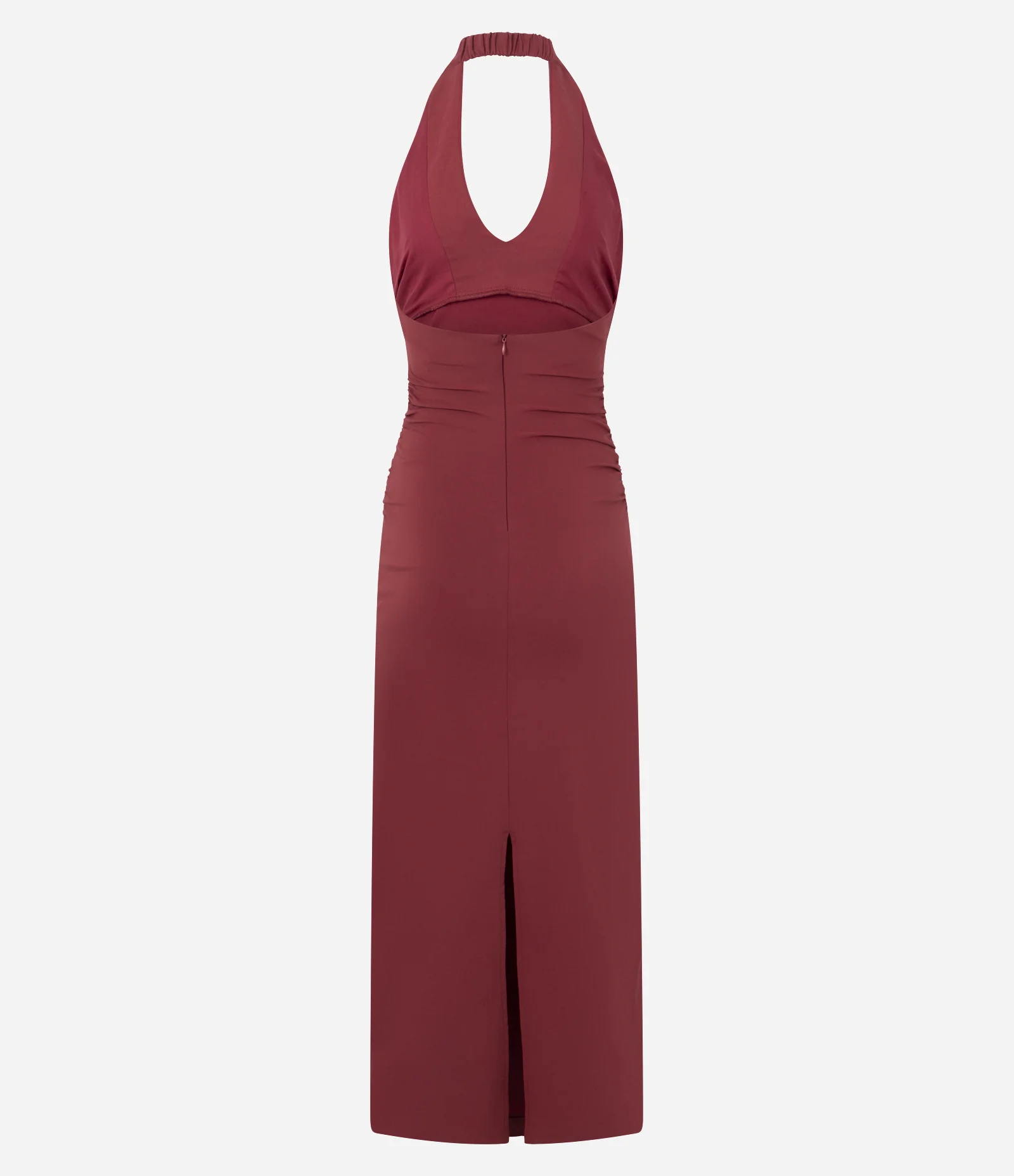 Vestido Midi Frente Única com Decote V Vermelho 2