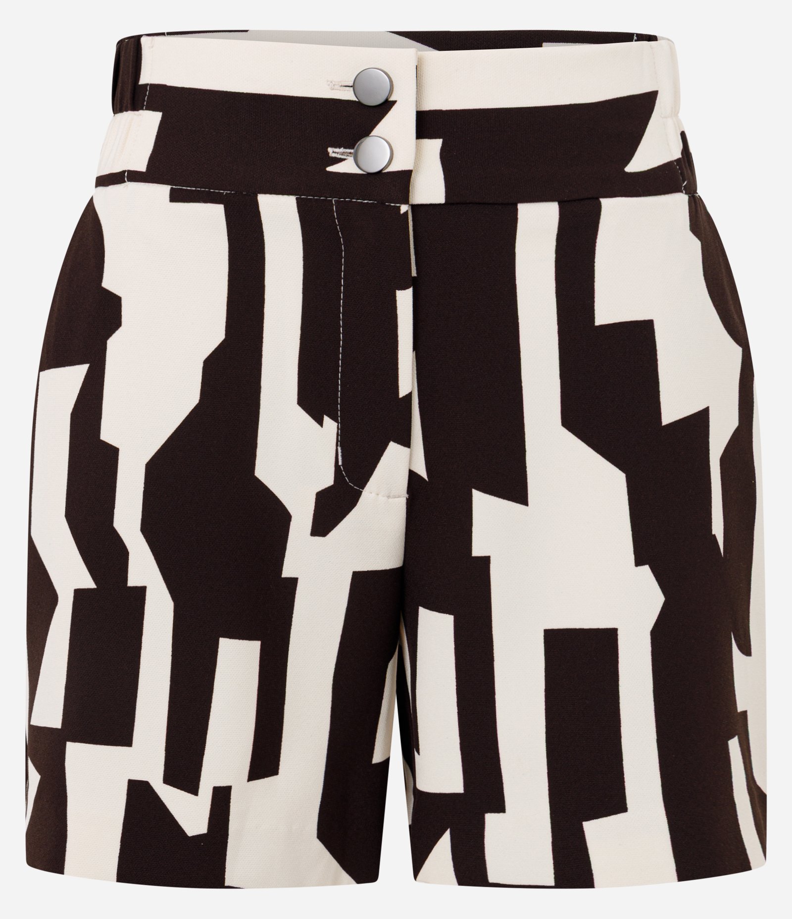 Short Alfaiatado em Crepe com Estampa Geométrica Bege 5