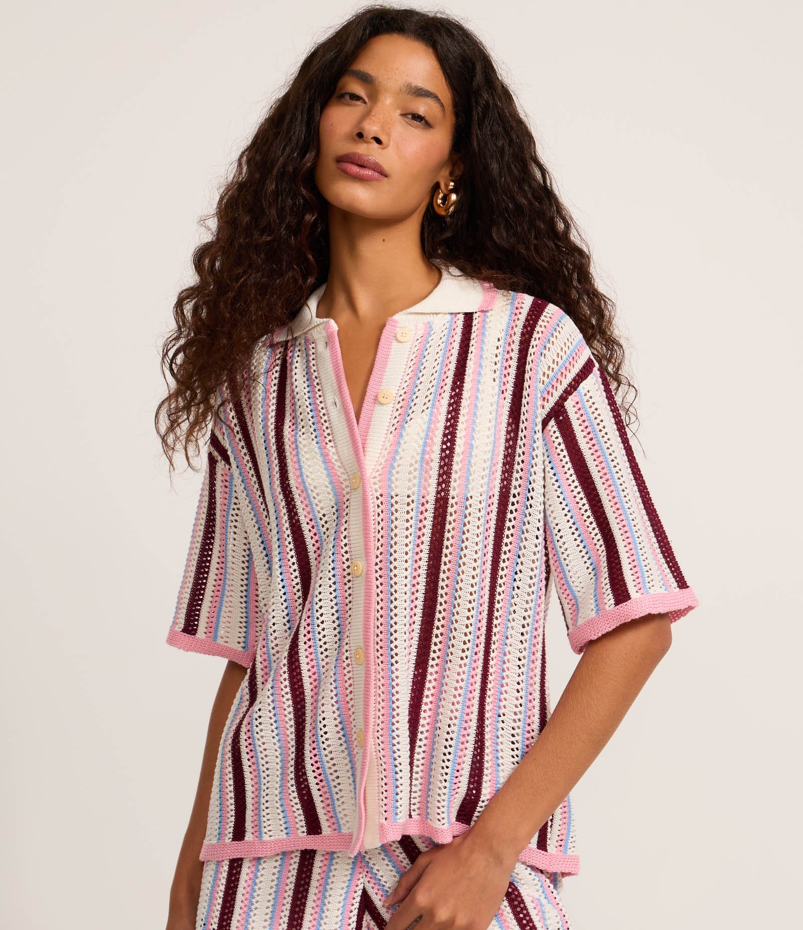 Polo Listrada em Tricô com Manga Curta e Gola Contrastante Snow White 3