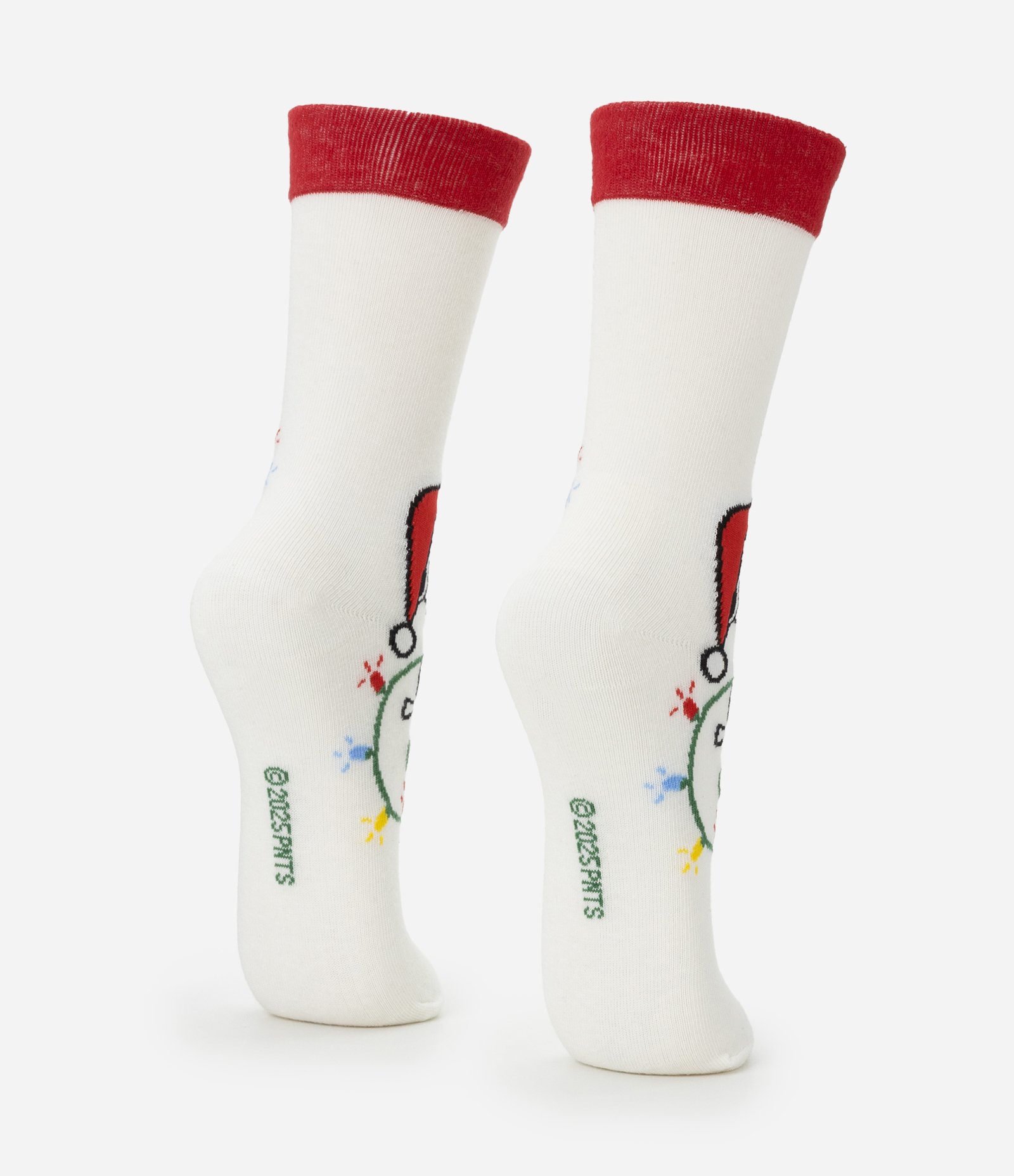 Meia Cano Alto em Algodão com Estampa Snoopy Natalino Branco 3