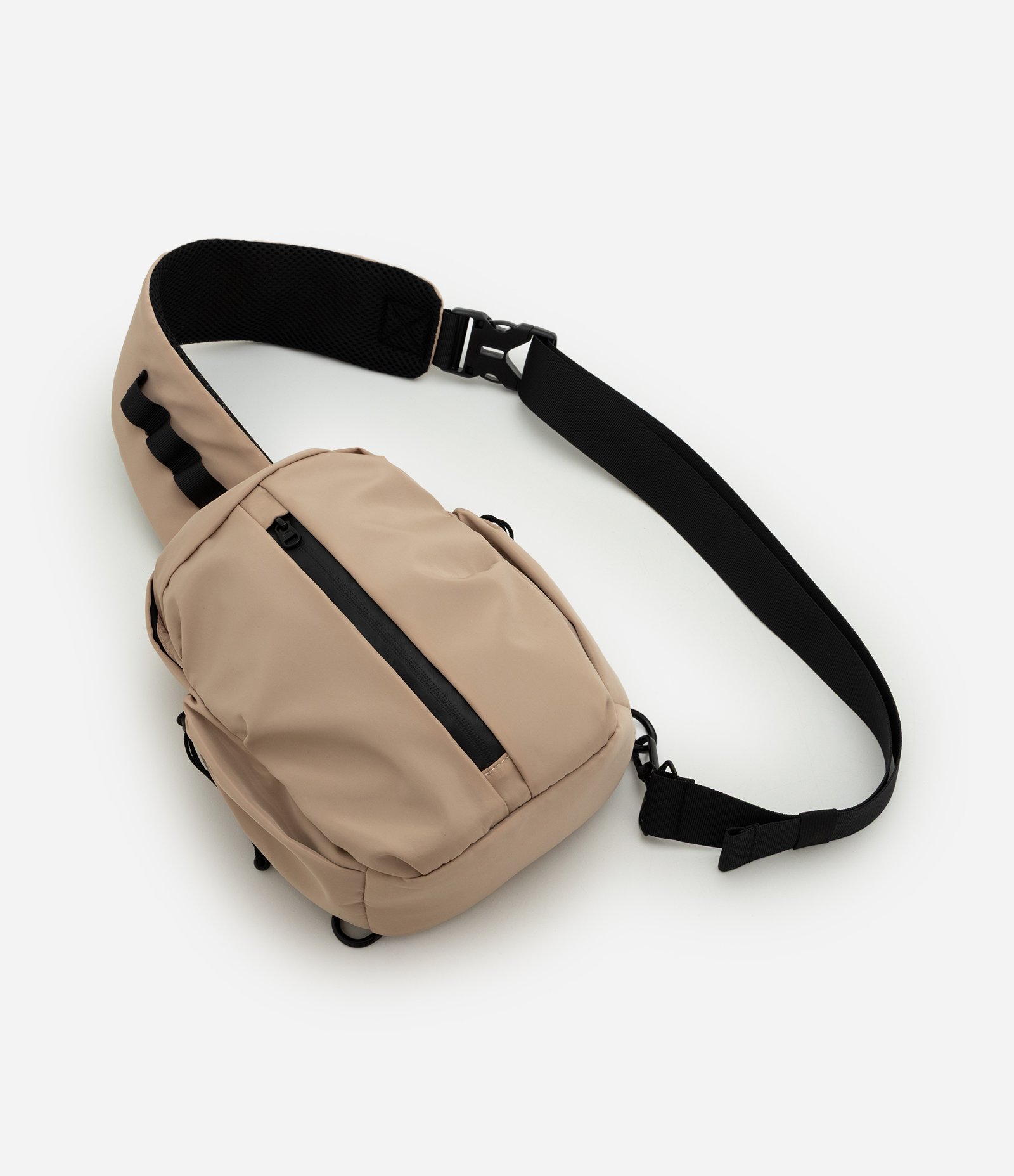 Bolsa Masculina Sling Transversal com Zíper Bege 4