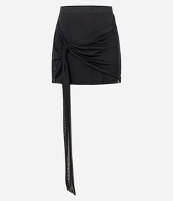 Saia Curta em Tule com Faixa Caída