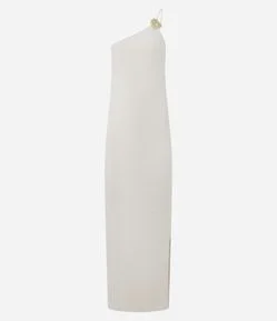 Vestido Longo com Fenda Lateral e Alça Única
