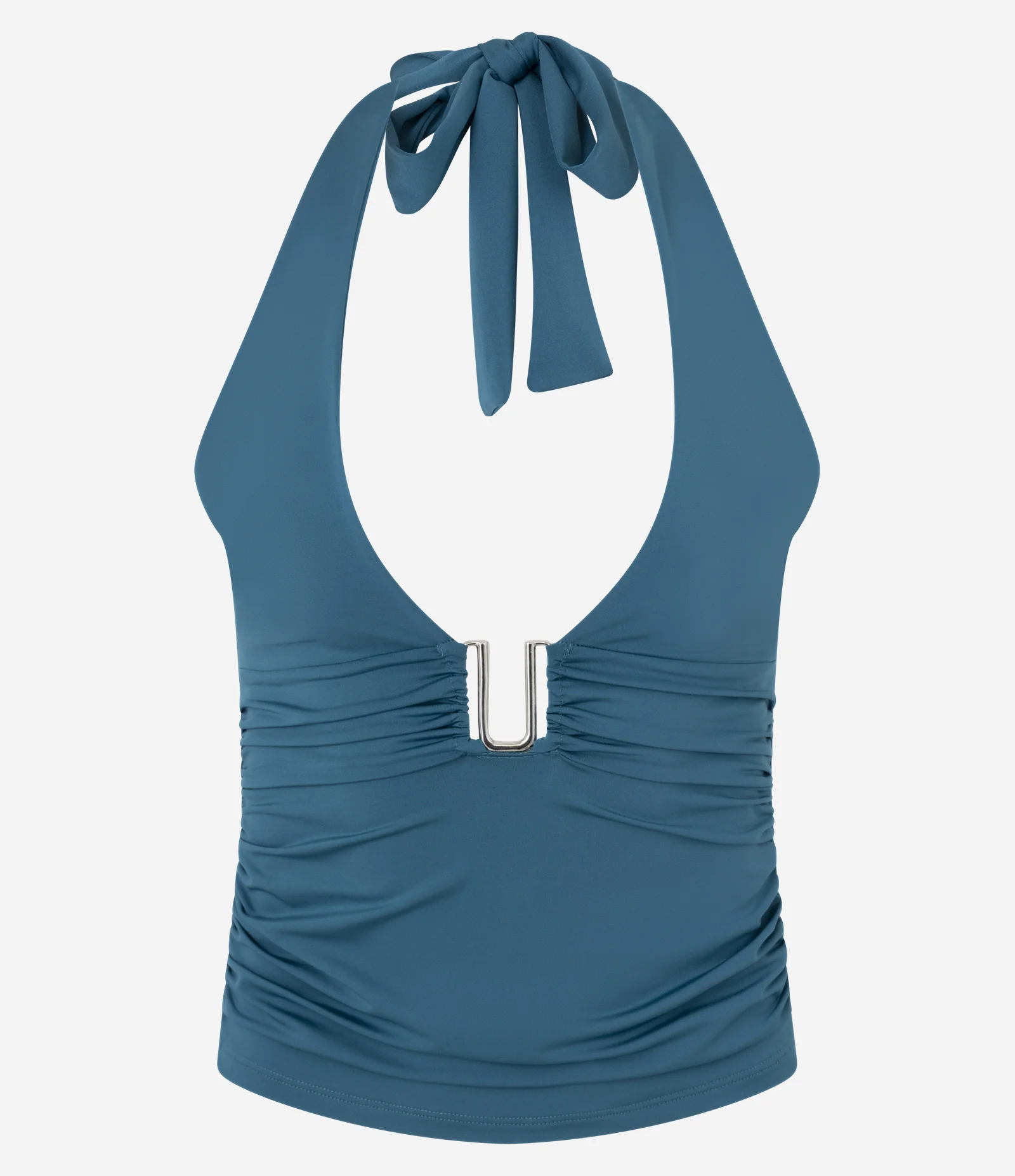 Blusa Frente Única em Microfibra com Aviamento e Amarração Verde 1