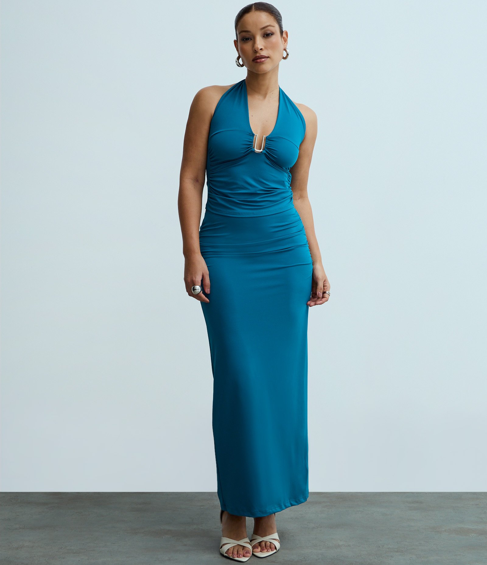 Blusa Frente Única em Microfibra com Aviamento e Amarração Azul 2