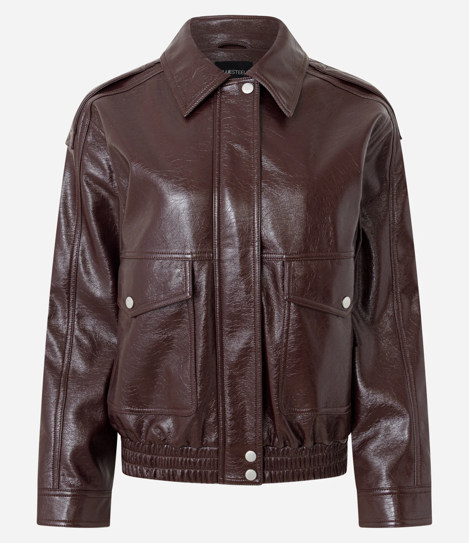 Jaqueta Bomber em PU Com Bolsos Frontais Bordô 5