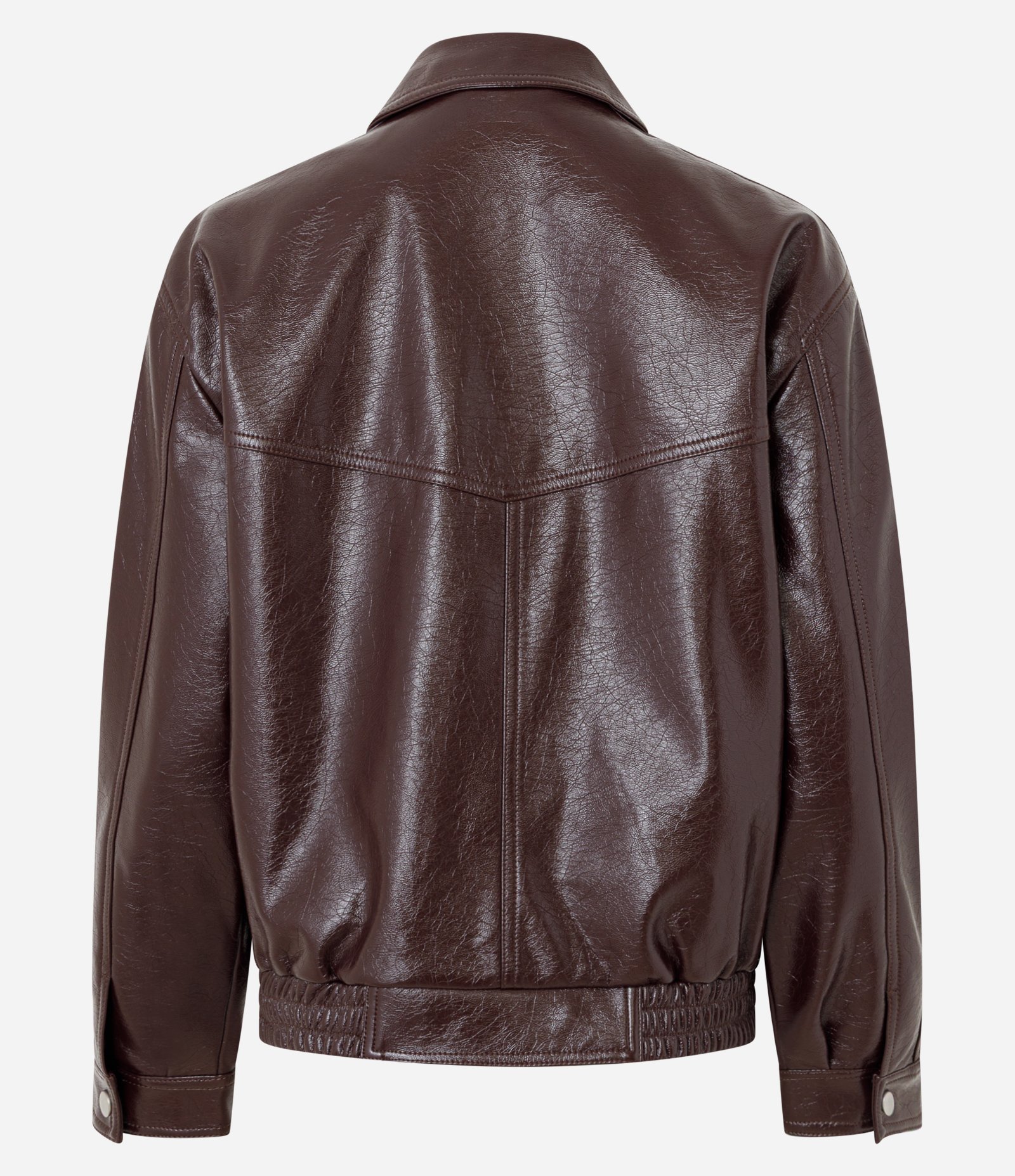 Jaqueta Bomber em PU Com Bolsos Frontais Bordô 6