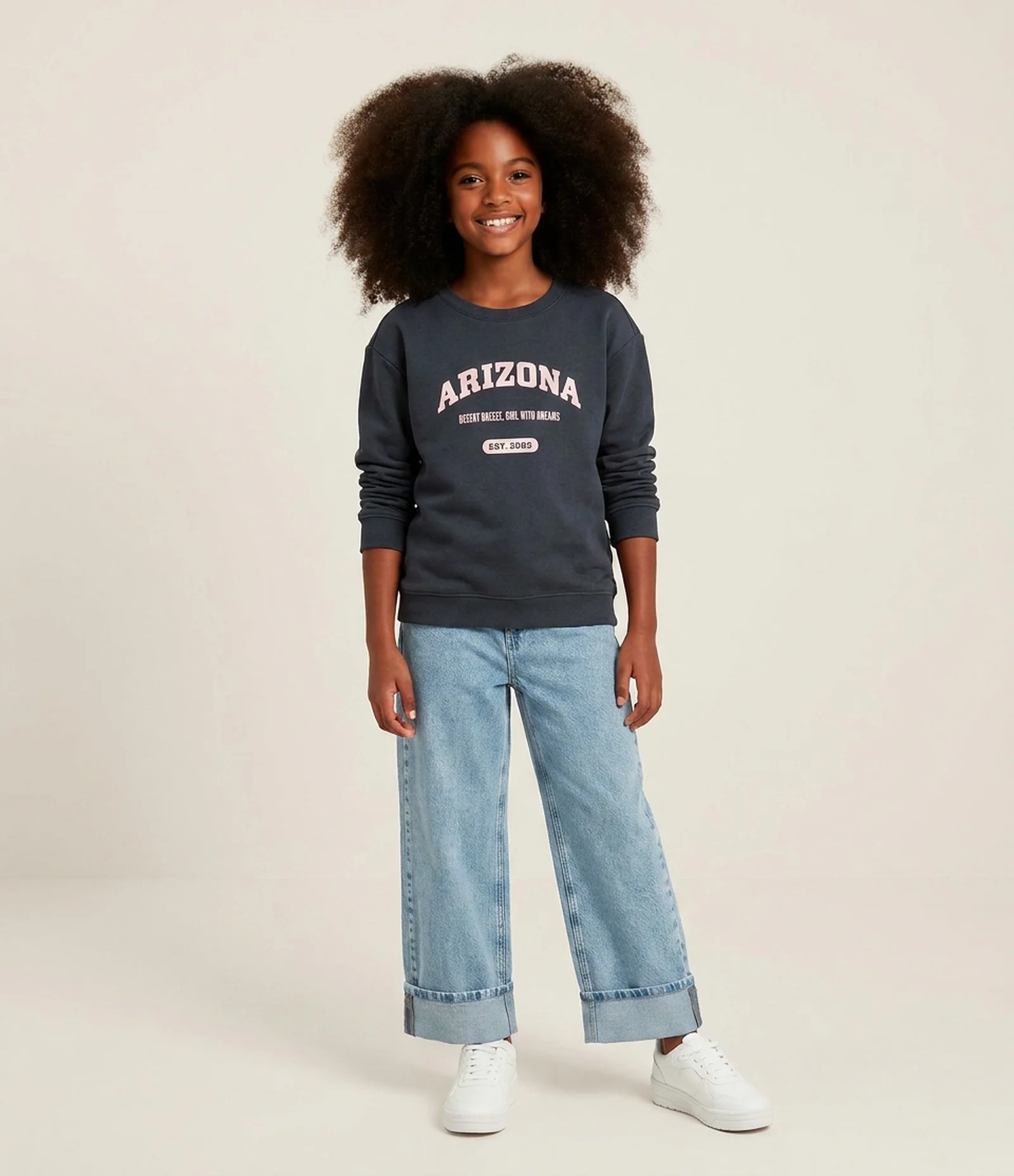 Casaco Infantil com Lettering Arizona em Chenille – Tam 7 a 16 Anos Chumbo 1