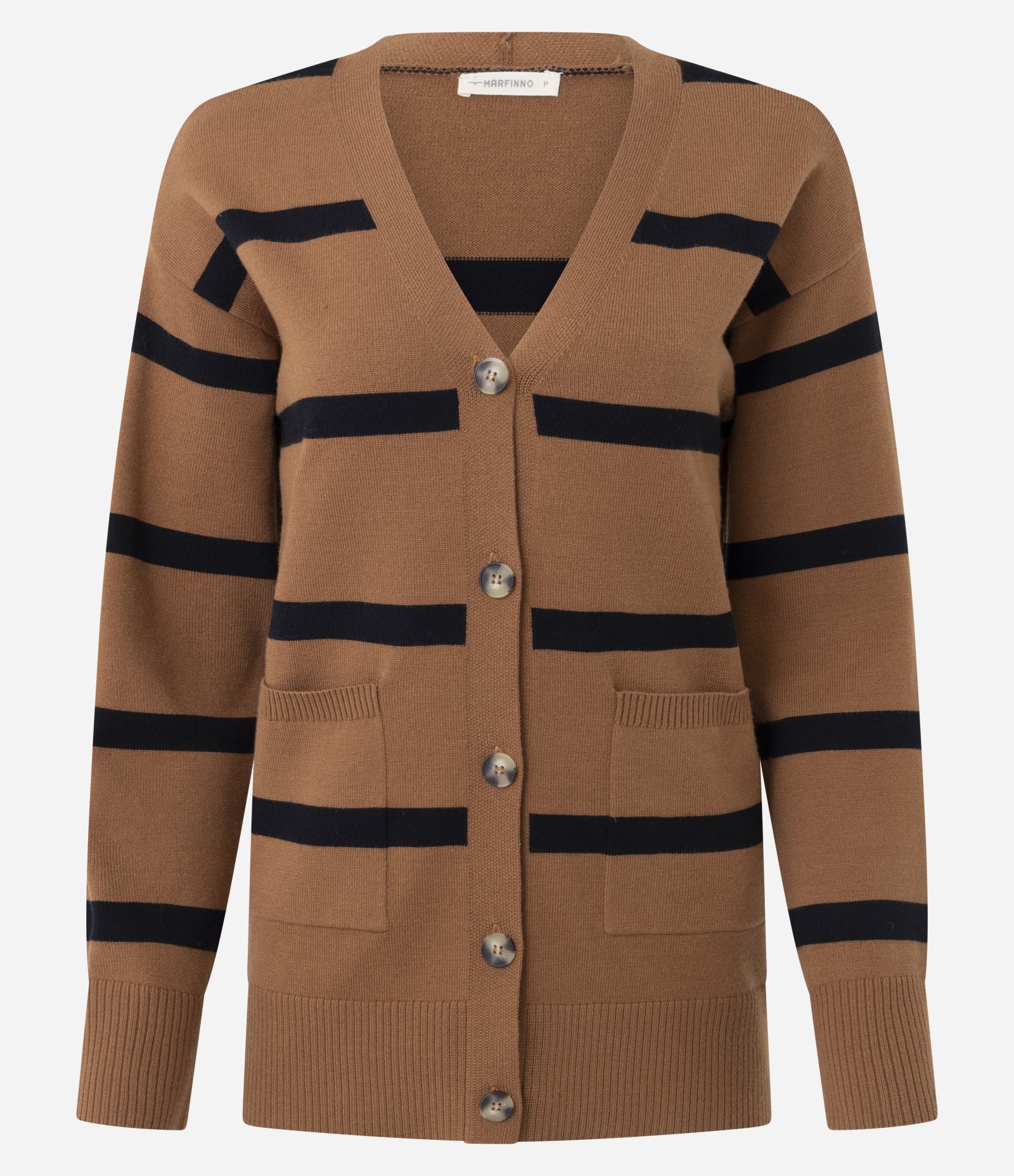 Cardigan em Tricô com Estampa Listrada Marrom 1