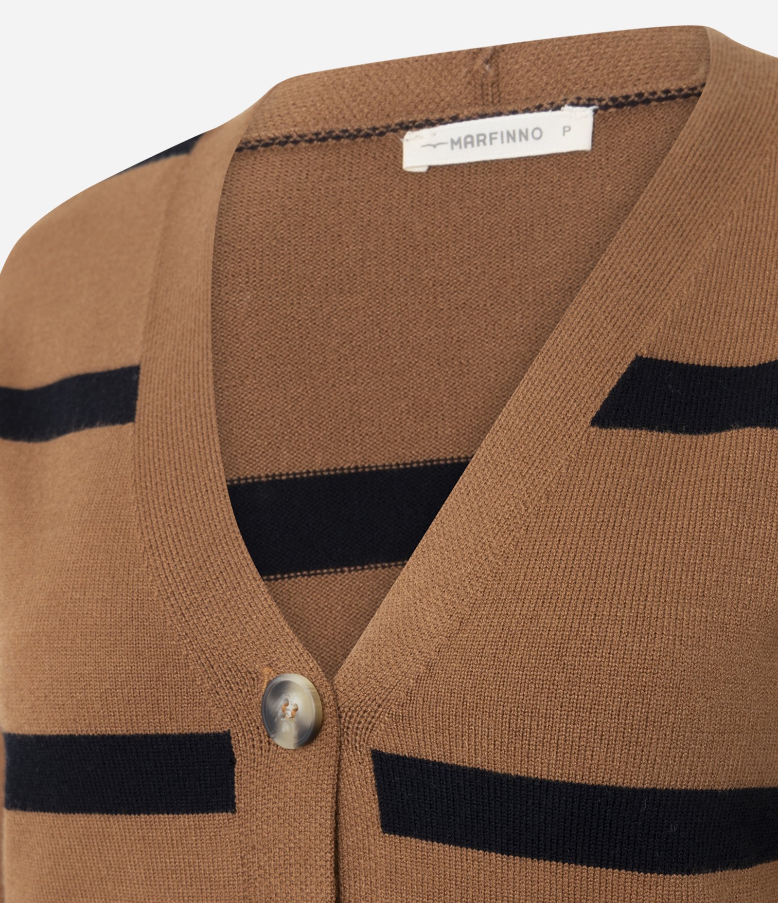 Cardigan em Tricô com Estampa Listrada Marrom 2