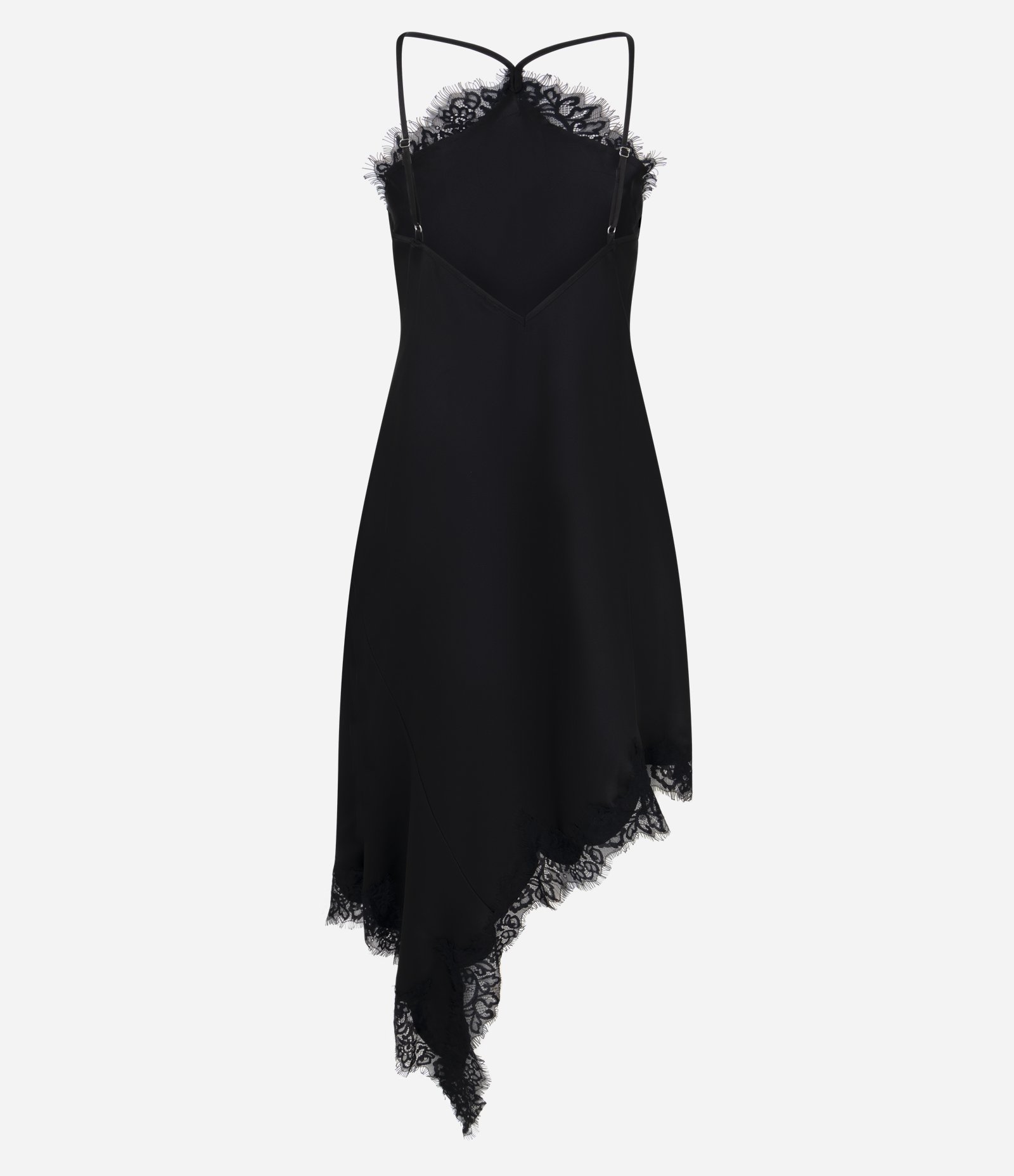 Vestido em Cetim com Decote Halter e Barra Assimétrica Preto 7