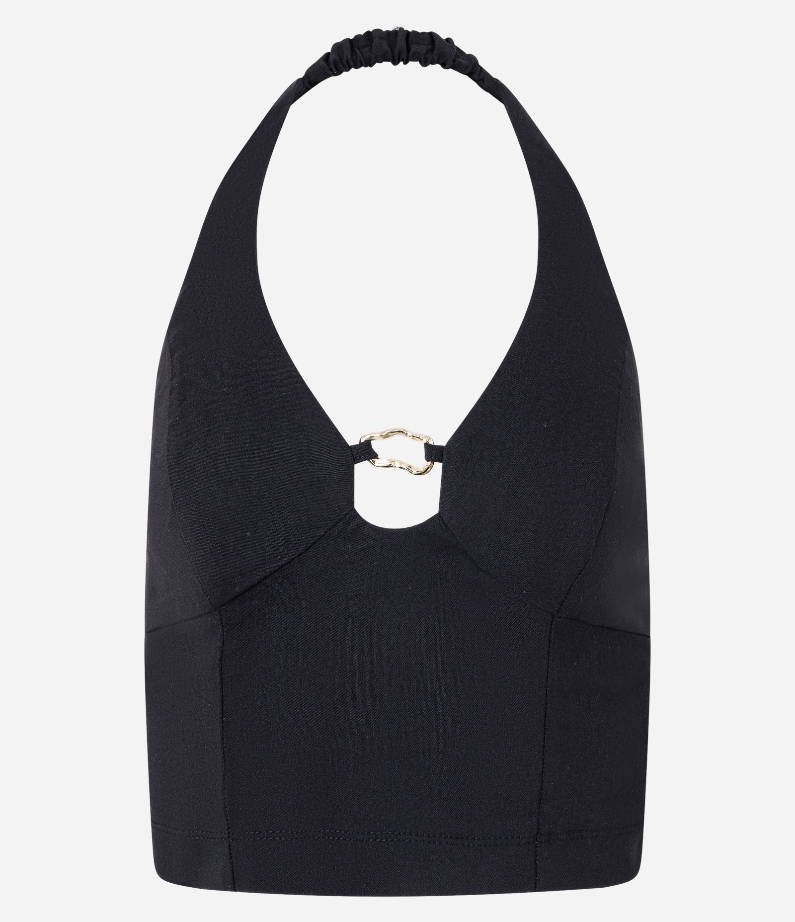 Blusa com Frente Única em Bengaline com Aviamento no Busto Preto 5