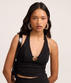 Blusa com Frente Única em Bengaline com Aviamento no Busto