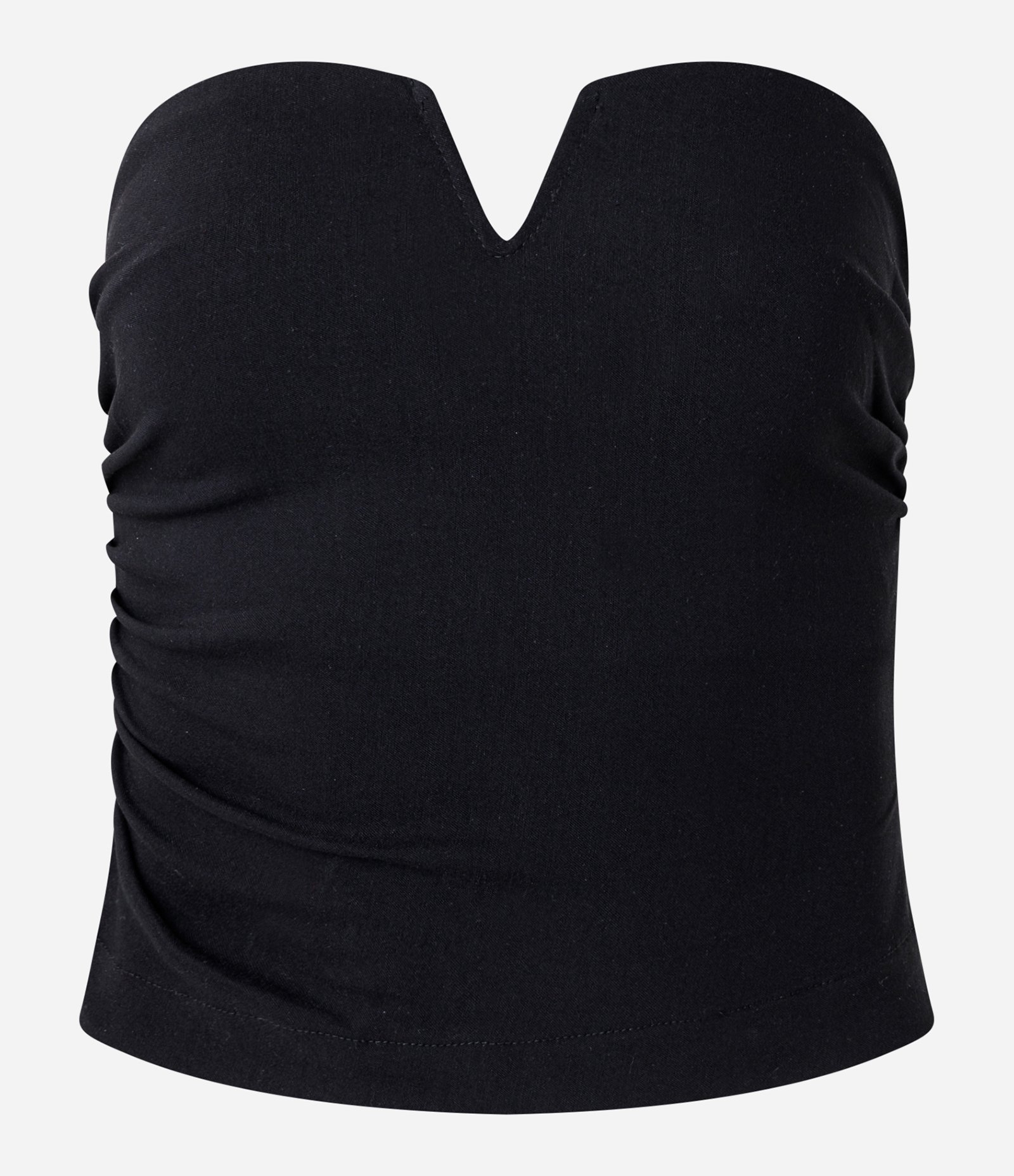 Blusa Sem Manga em Bengaline com Decote Estruturado e Franzidos Laterais Preto 3