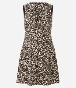 Vestido Curto Animal Print em Bengaline
