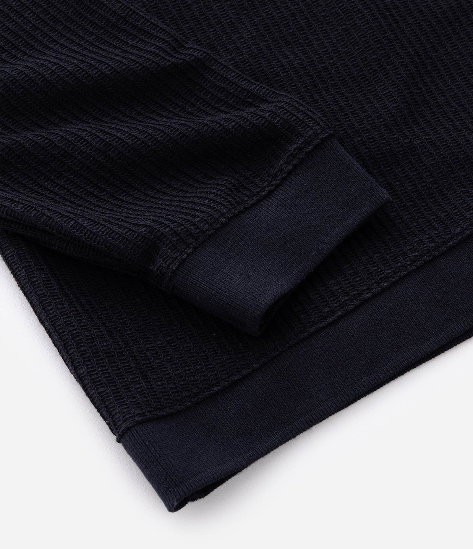 Camiseta Polo Manga Longa em Algodão Texturizado Preto 4