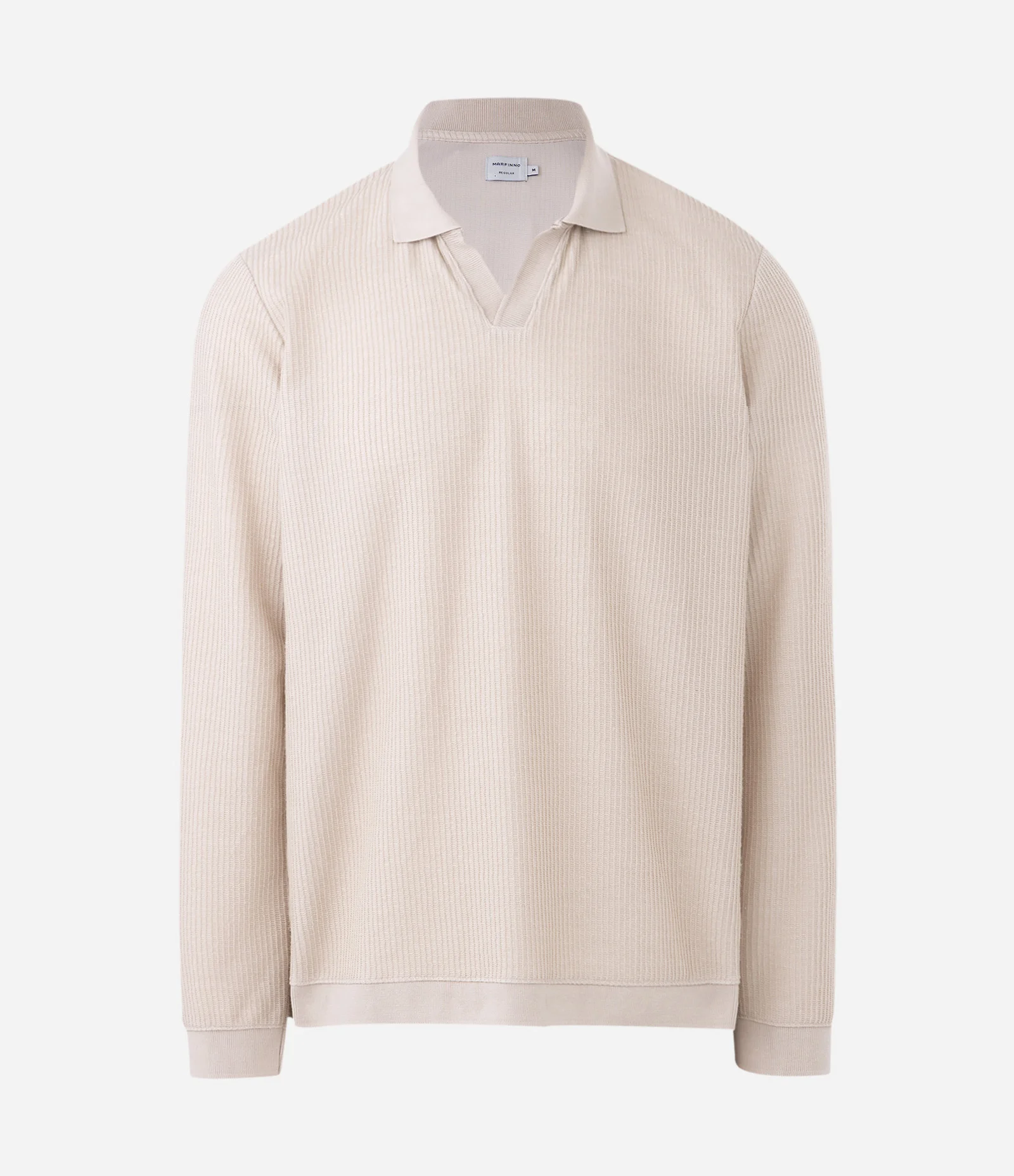 Camiseta Polo Manga Longa em Algodão Texturizado Cinza 1