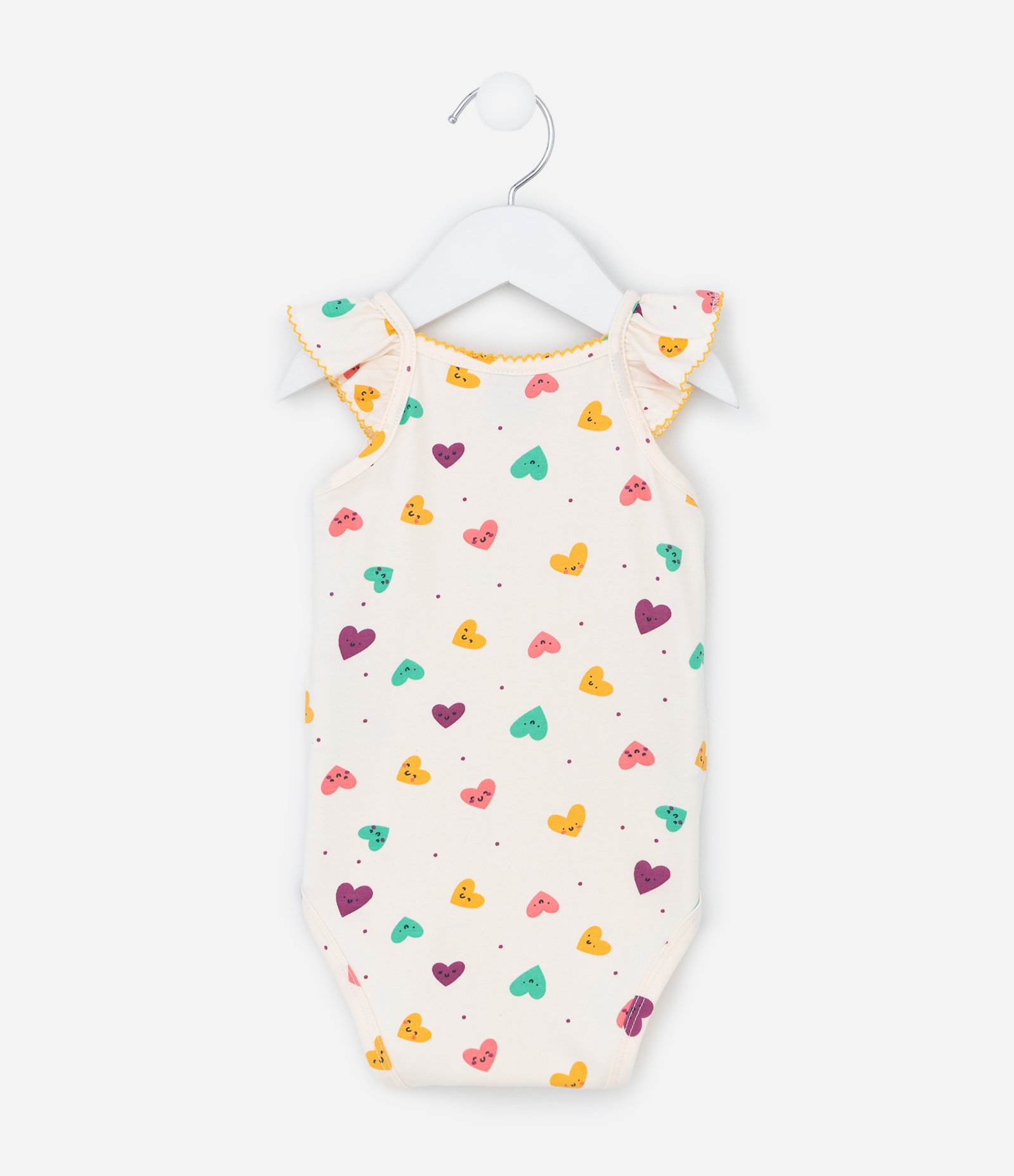 Conjunto Infantil Body com Calcinha Saia com Estampa de Corações – Tam RN a 18 Meses Off White 3