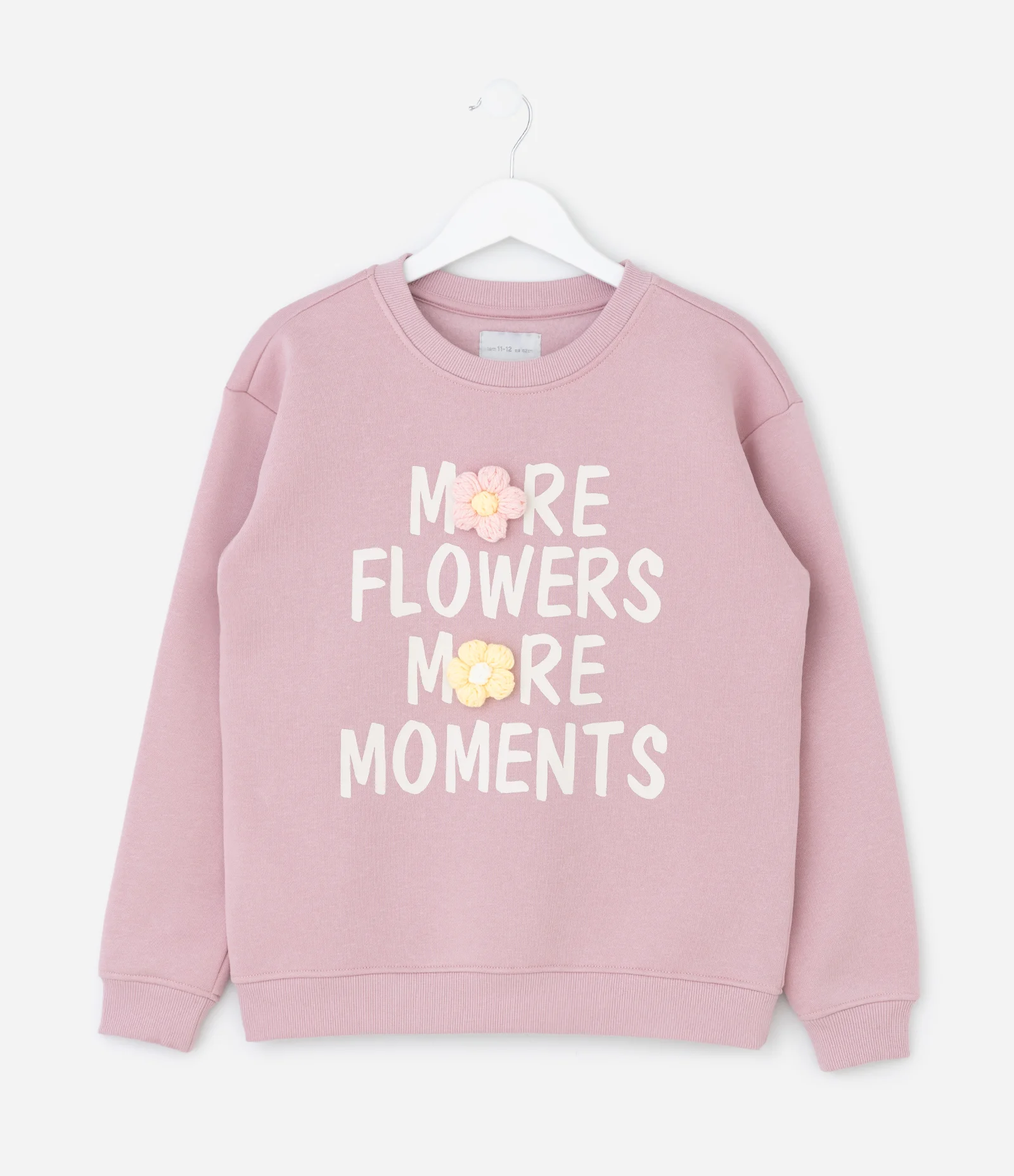 Casaco Infantil com Flores em Chenille em Efeito Crochê  – Tam 5 a 14 Anos Rosa 1