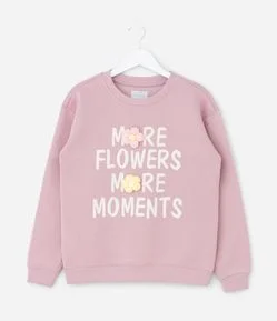 Casaco Infantil com Flores em Chenille em Efeito Crochê  – Tam 5 a 14 Anos