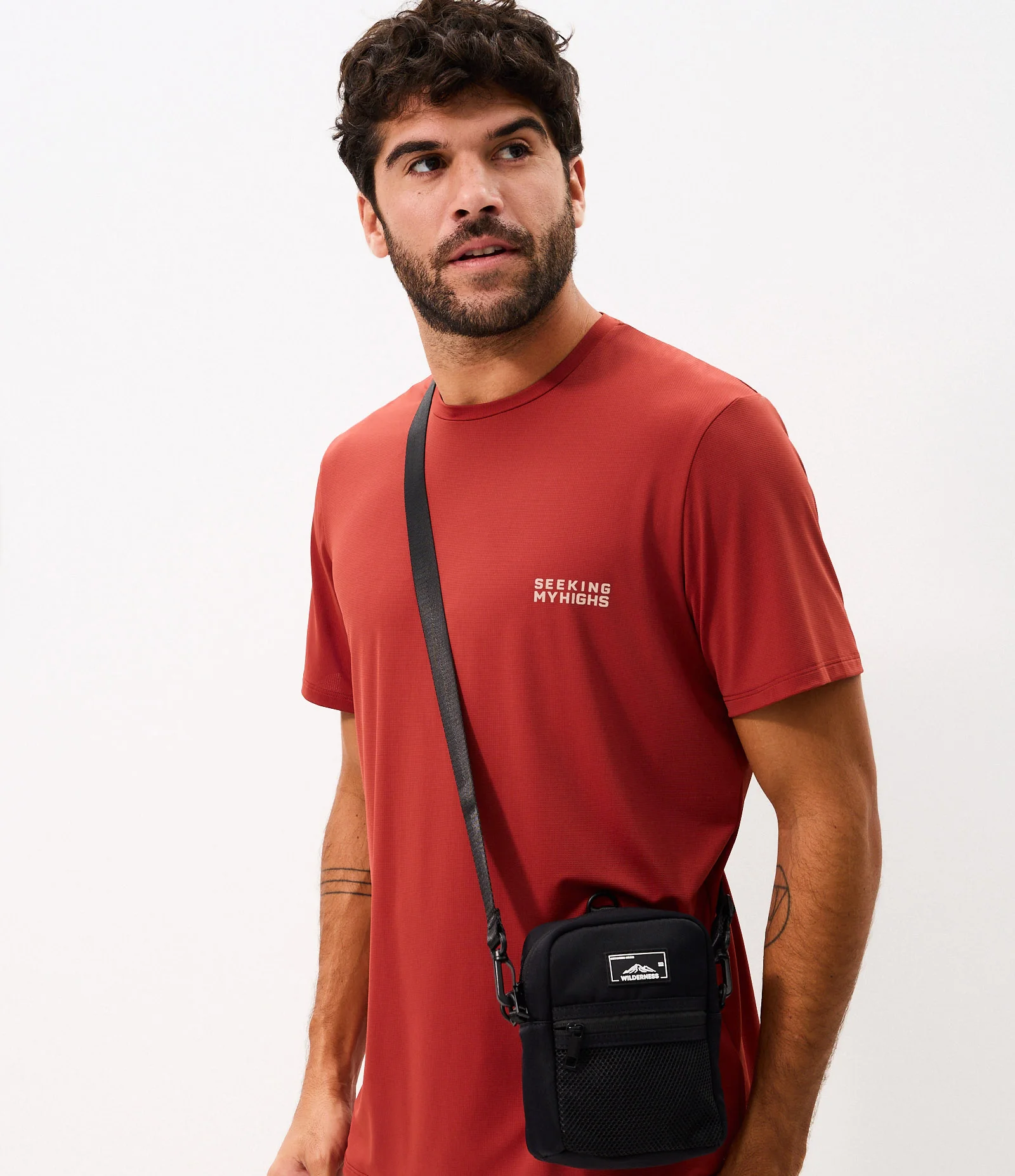 Bolsa Shoulder Bag com Logo de Paisagem Preto 1