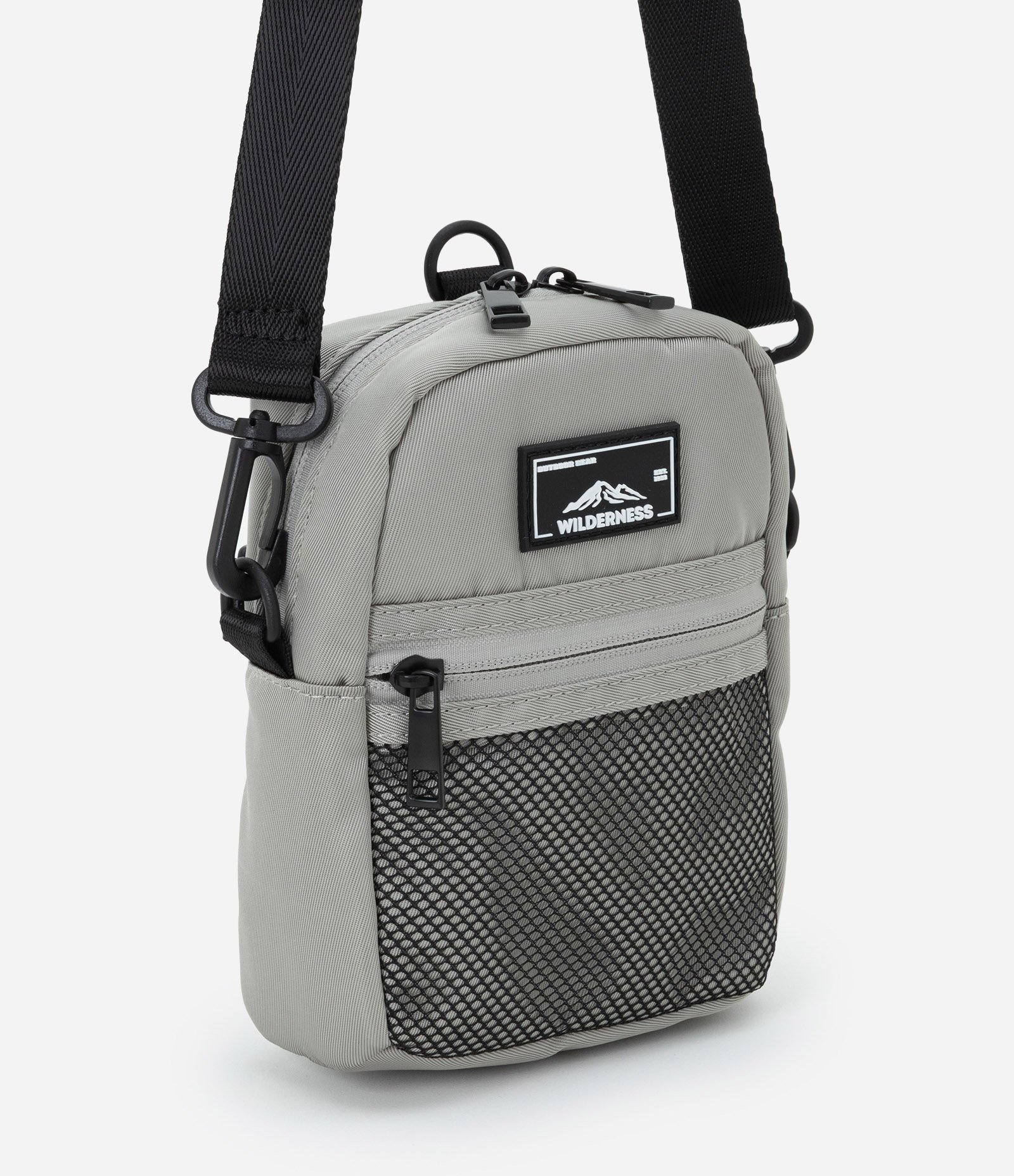Bolsa Shoulder Bag com Logo de Paisagem Cinza 1