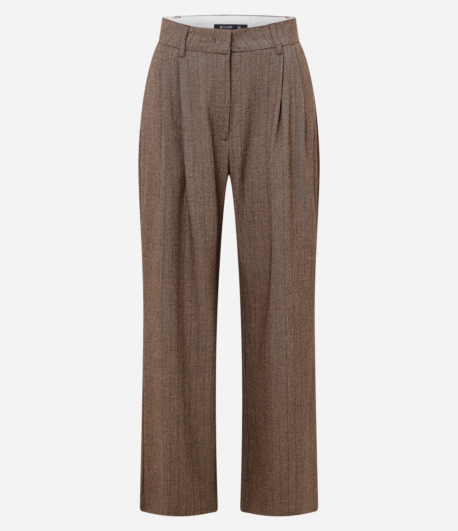 Calça Wide Leg Alfaiatada com Pregas Frontais Marrom 1