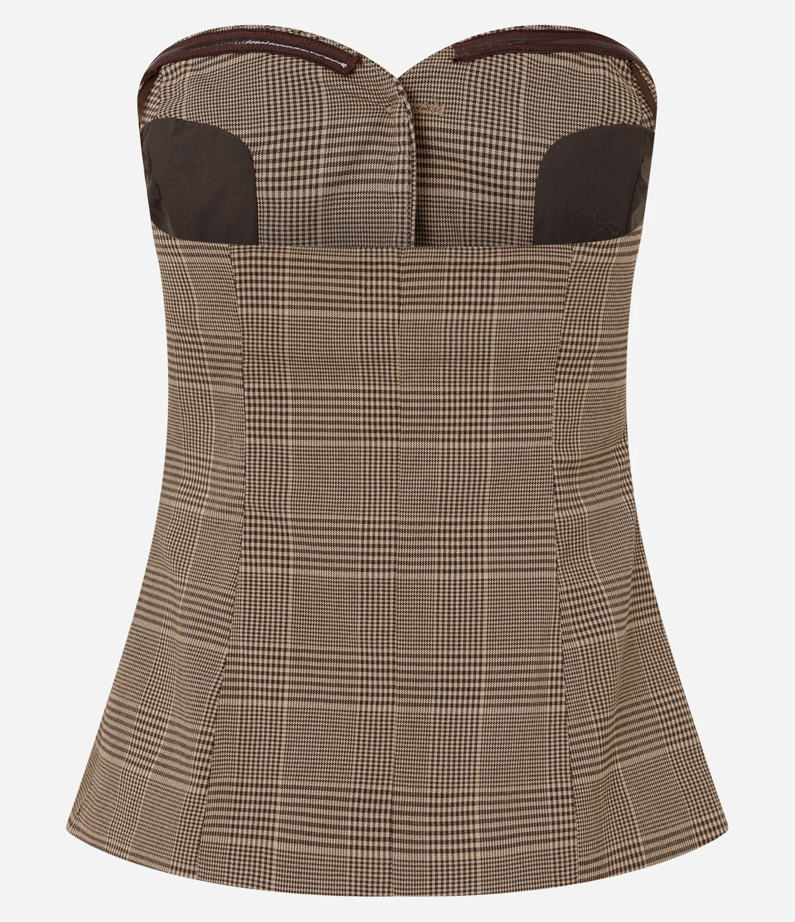 Blusa Feminina Alfaiatada Xadrez com Decote Coração Marrom 2