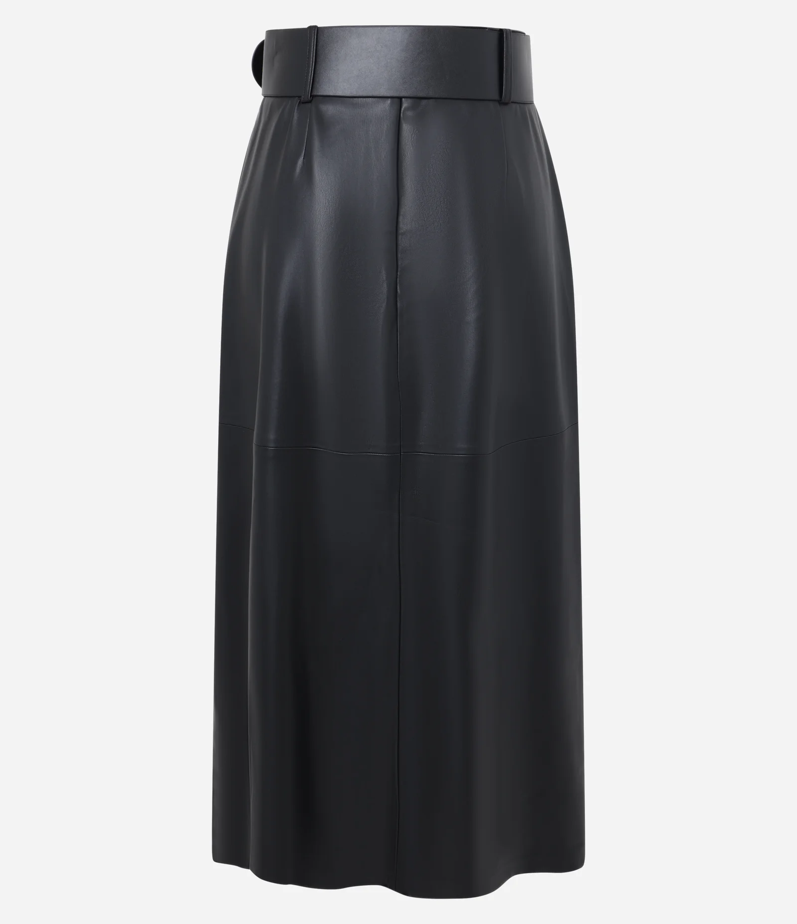 Saia Midi em PU com Cinto Largo Preto 2
