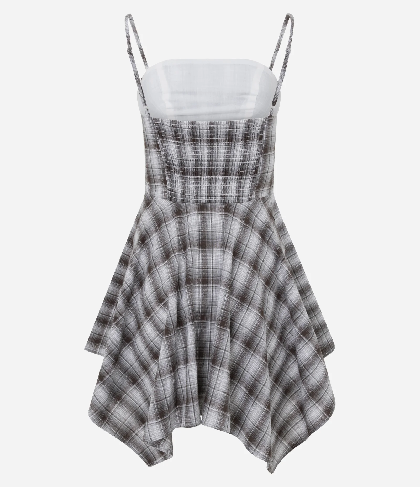 Vestido de Alcinha em Flanela Xadrez com Pontas na Barra Cinza 2