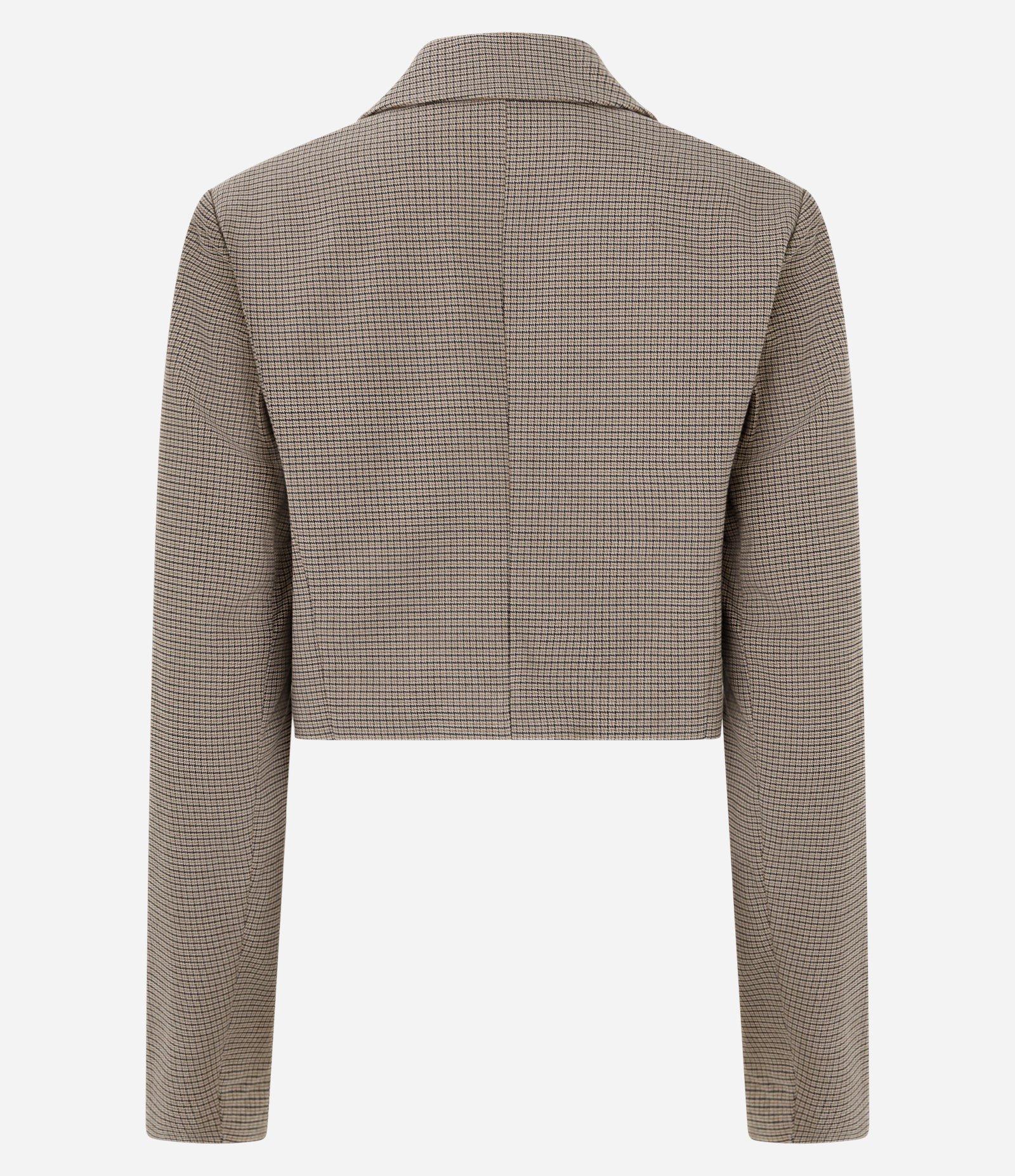 Blazer Cropped Alfaiatado com Estampa Xadrez Marrom 3