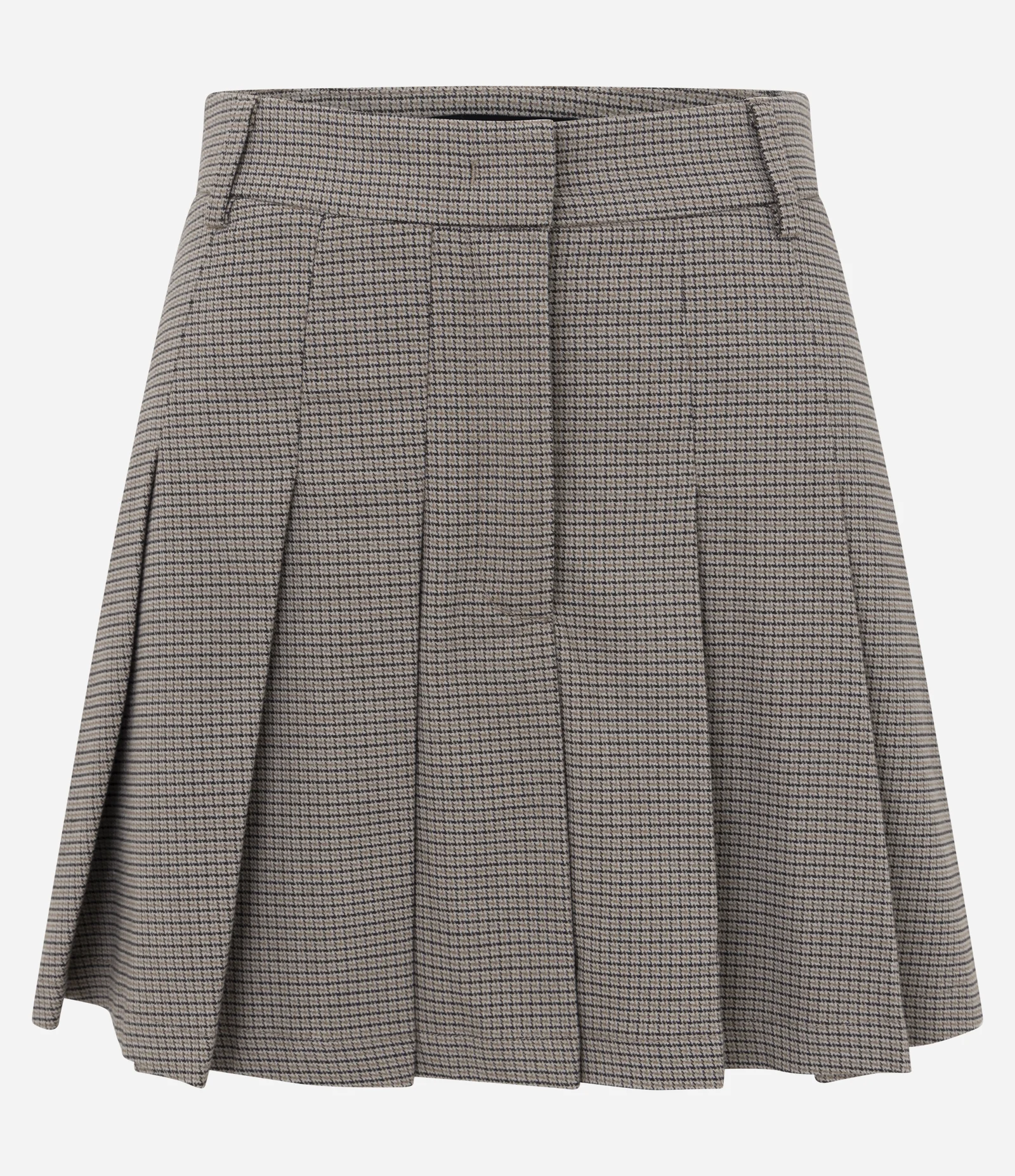 Short Saia Alfaiatado em Xadrez com Plissado Marrom 1