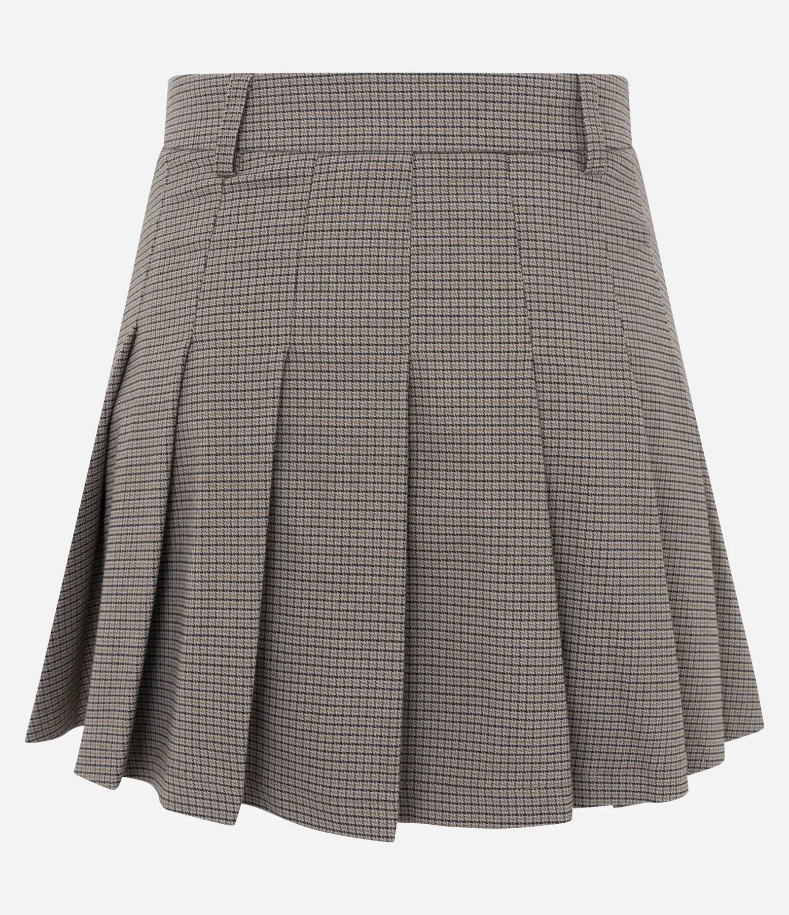 Short Saia Alfaiatado em Xadrez com Plissado Marrom 2