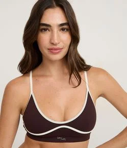 Sutiã Sport Seamless com Detalhes Contrastantes e Textura