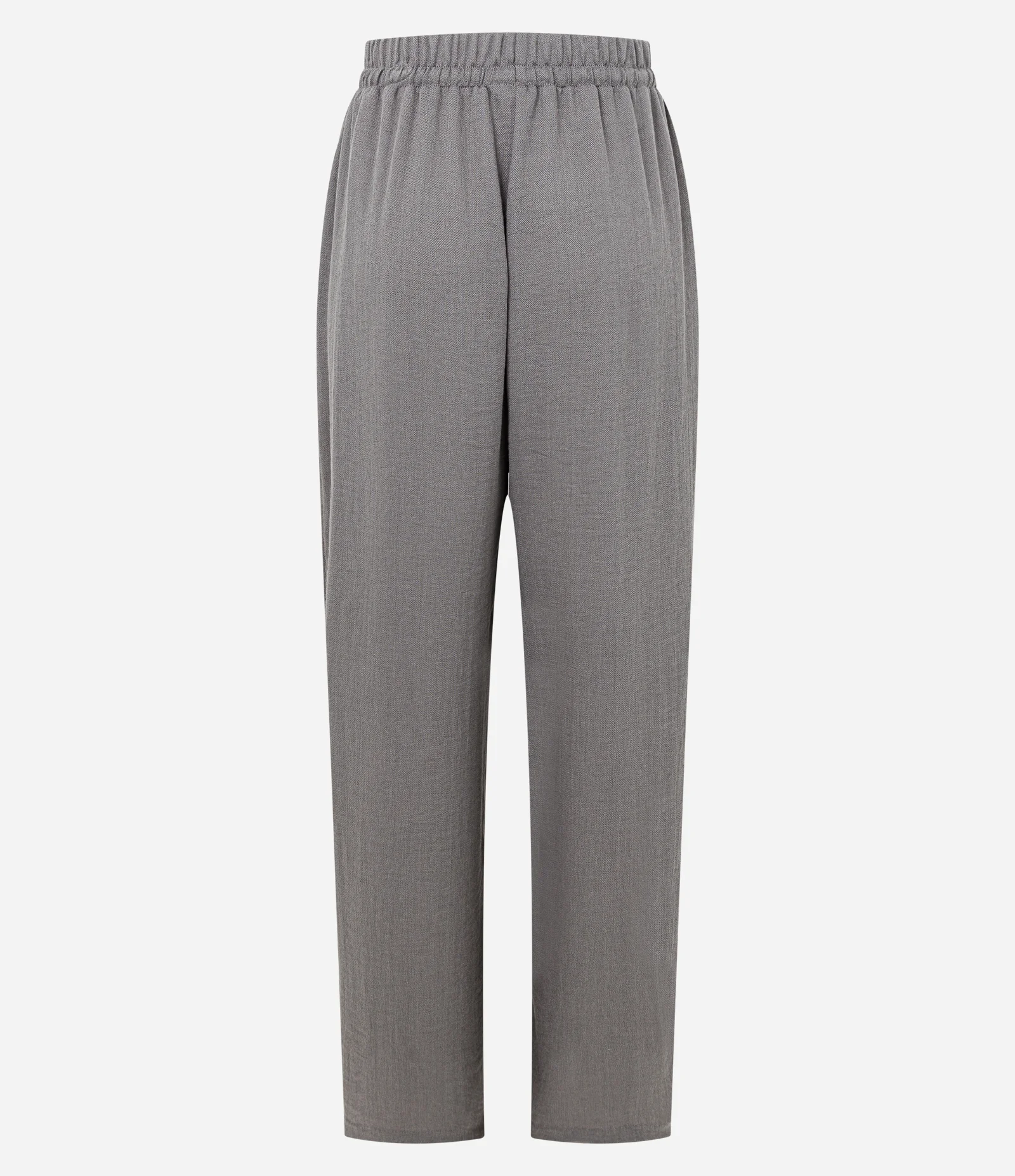 Calça Reta em Chalis com Cós Elástico e Amarração Frontal Cinza Escuro 6