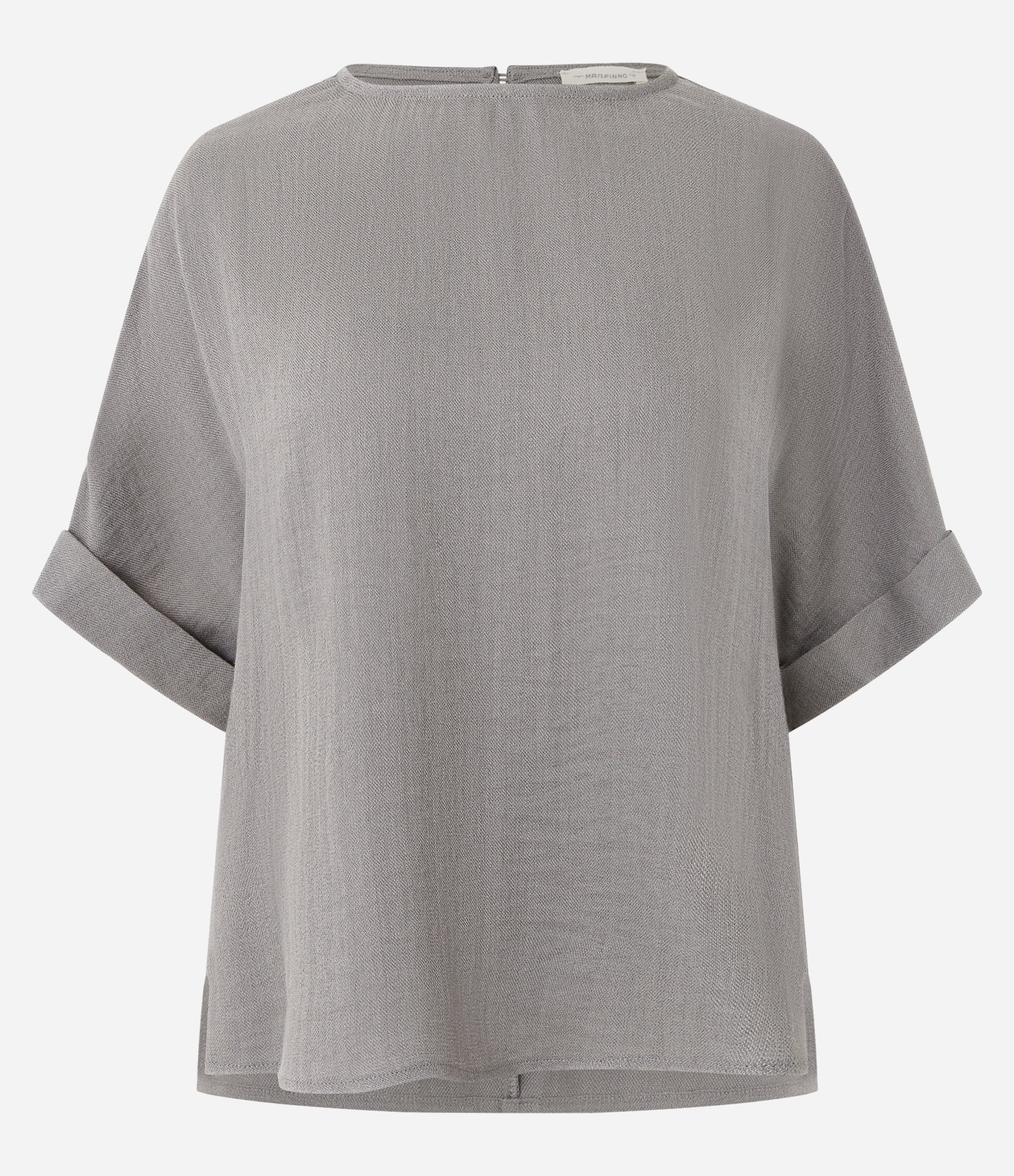 Blusa em Viscose com Barra Dobrada e Decote Canoa Cinza Escuro 5