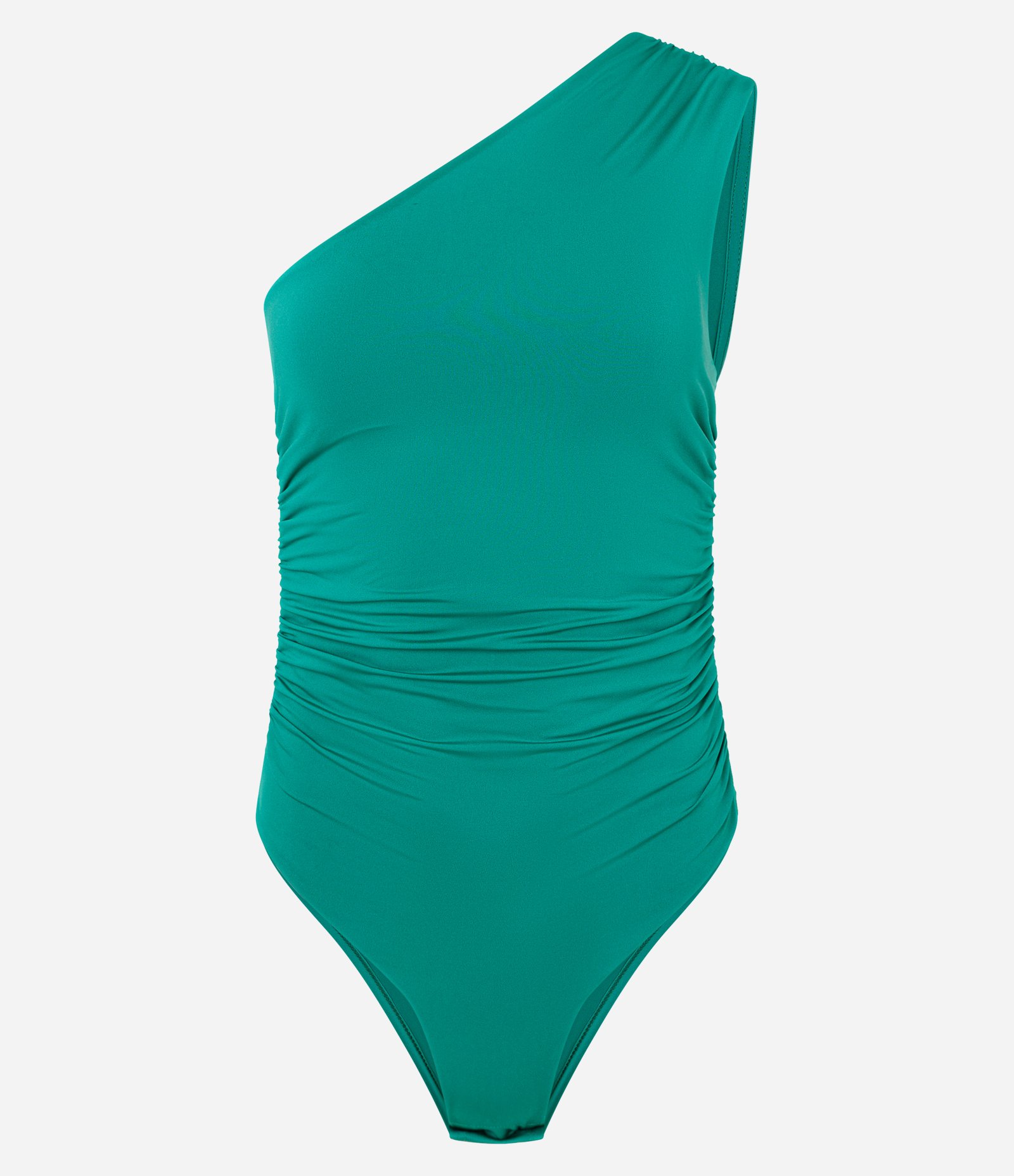 Body em Microfibra Ombro Só com Franzidos Laterais Verde 5