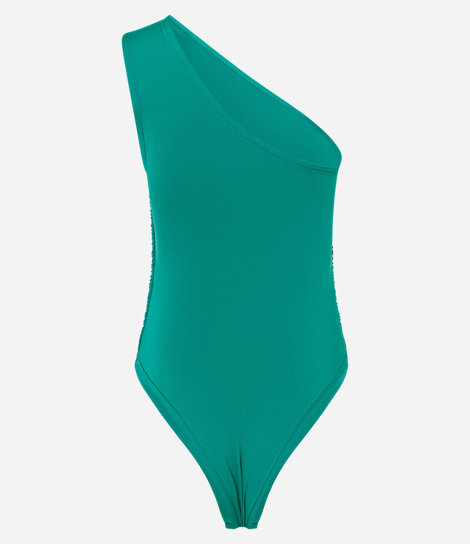 Body em Microfibra Ombro Só com Franzidos Laterais Verde 6