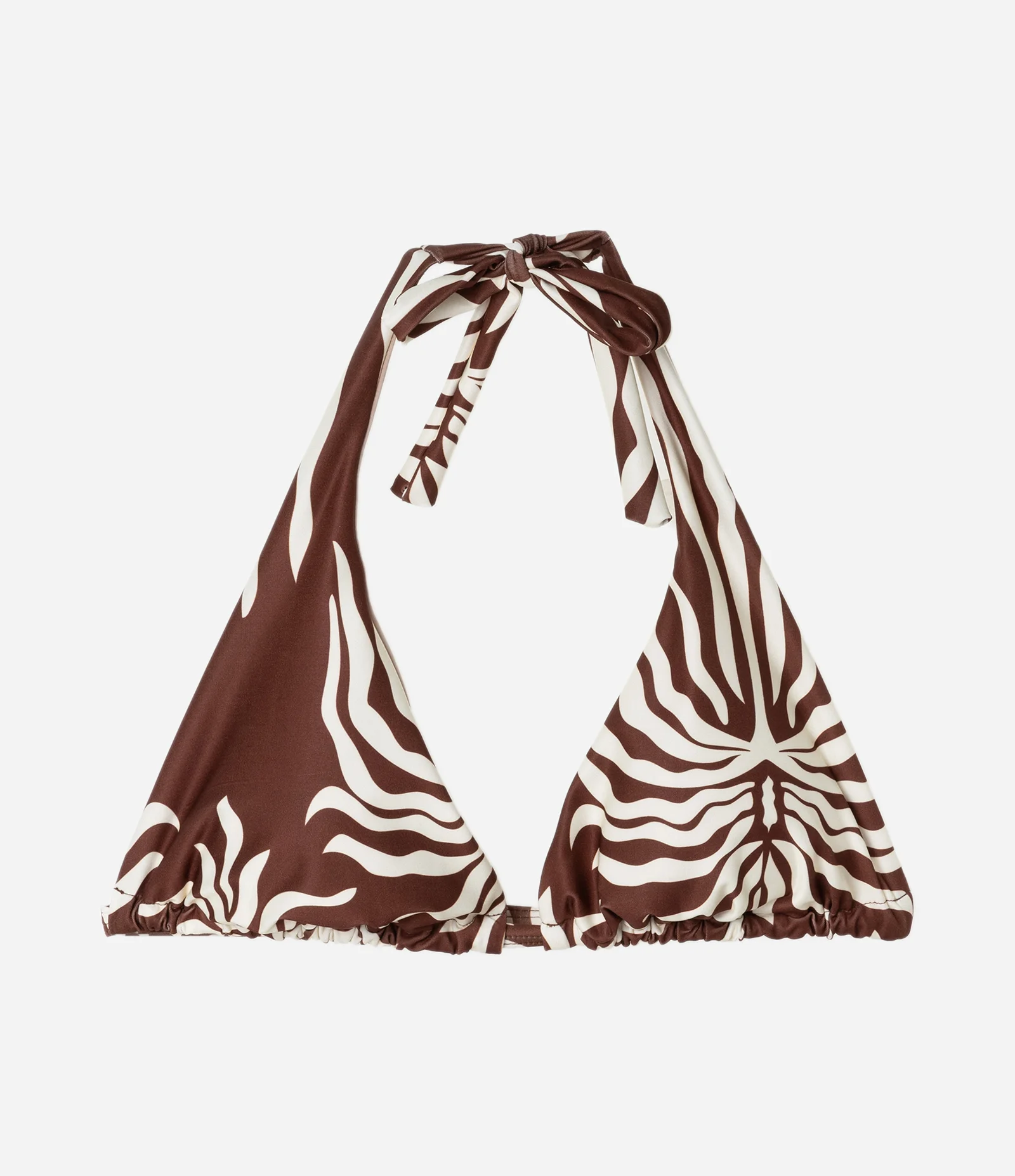 Biquíni Top Cortininha com Estampa Folhagem Curve & Plus Size Marrom 1