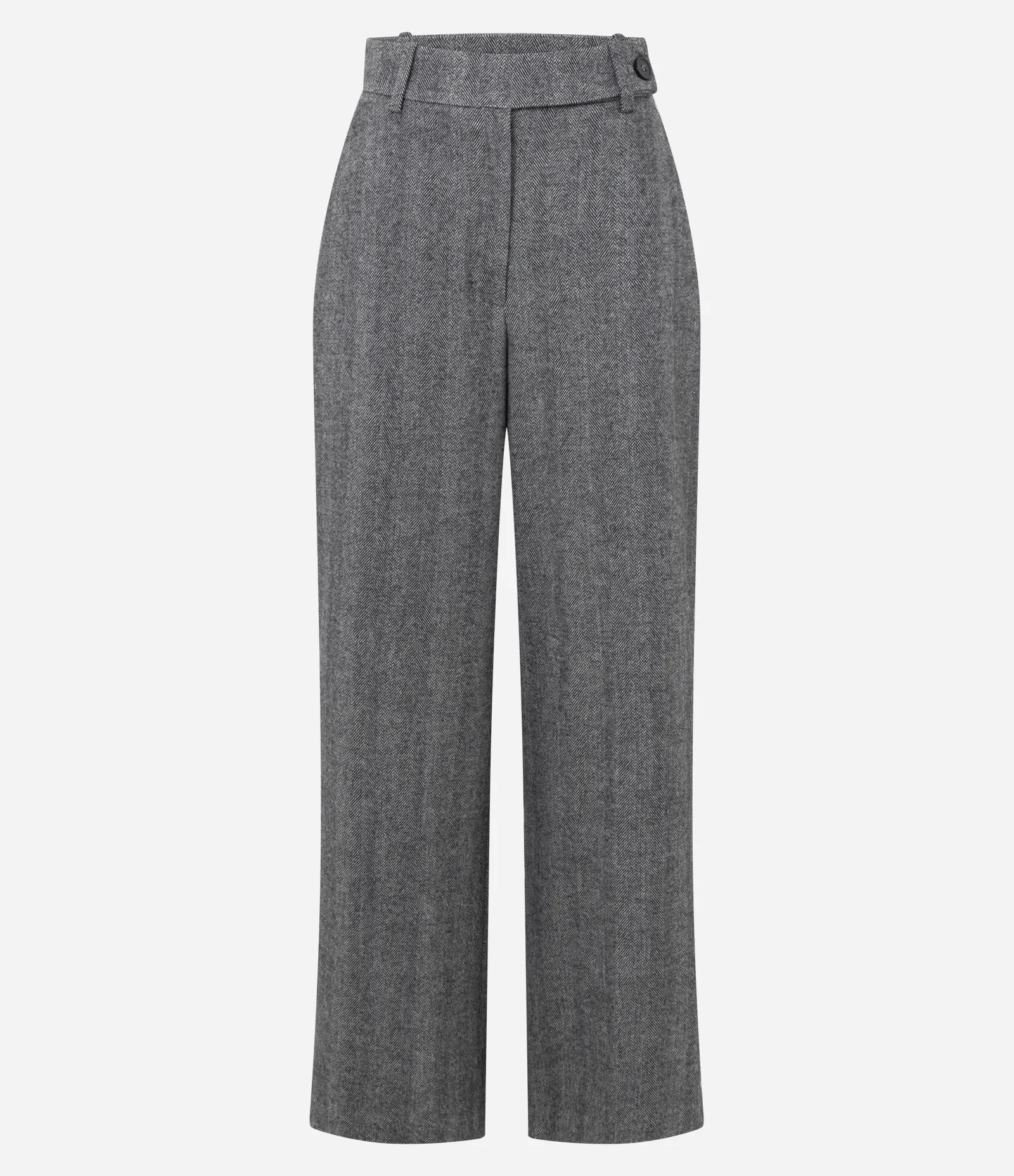 Calça Reta Alfaiatada com Cós Traspassado Cinza 1