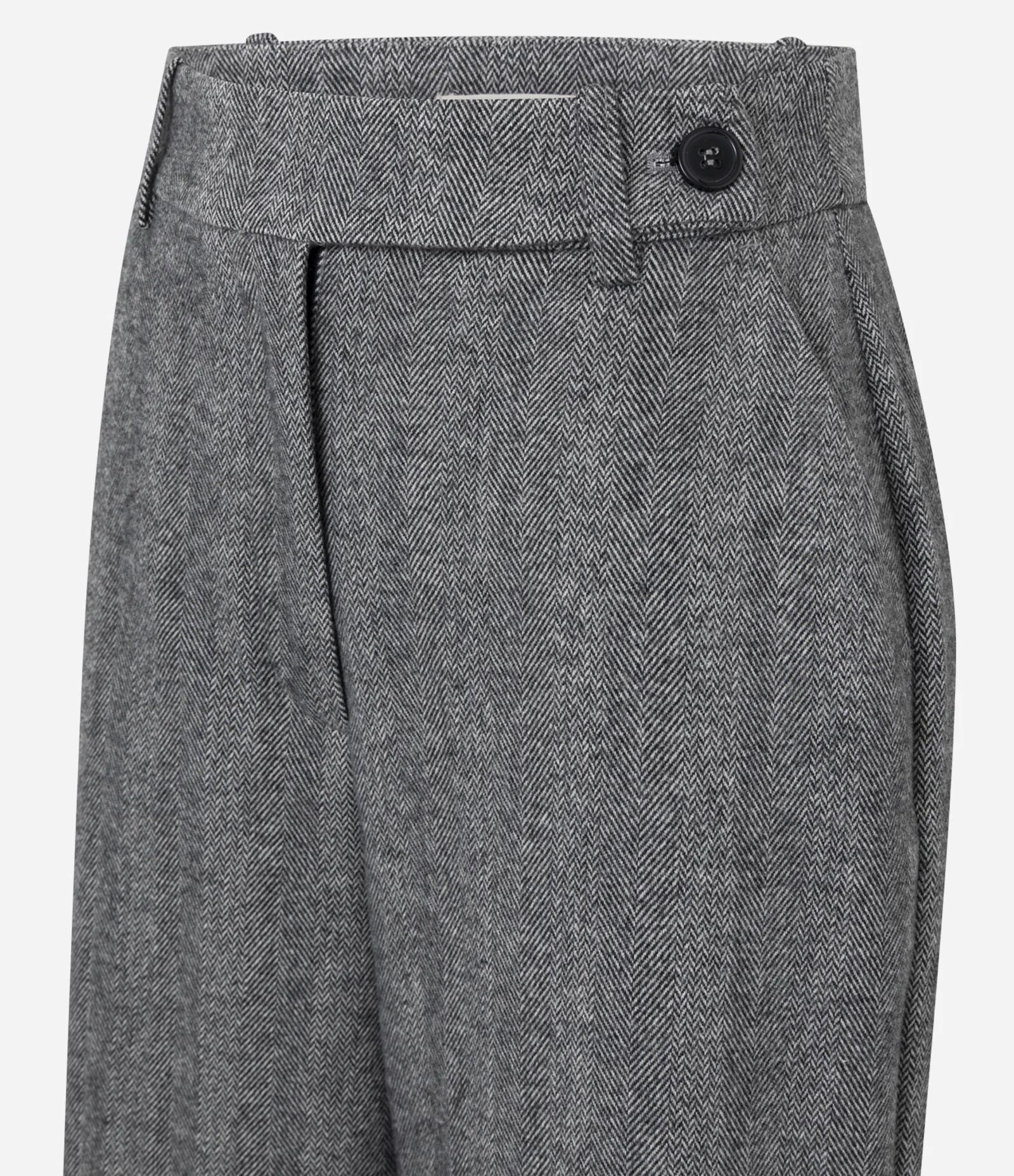 Calça Reta Alfaiatada com Cós Traspassado Cinza 2