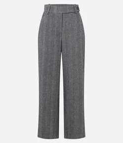 Calça Reta Alfaiatada com Cós Traspassado