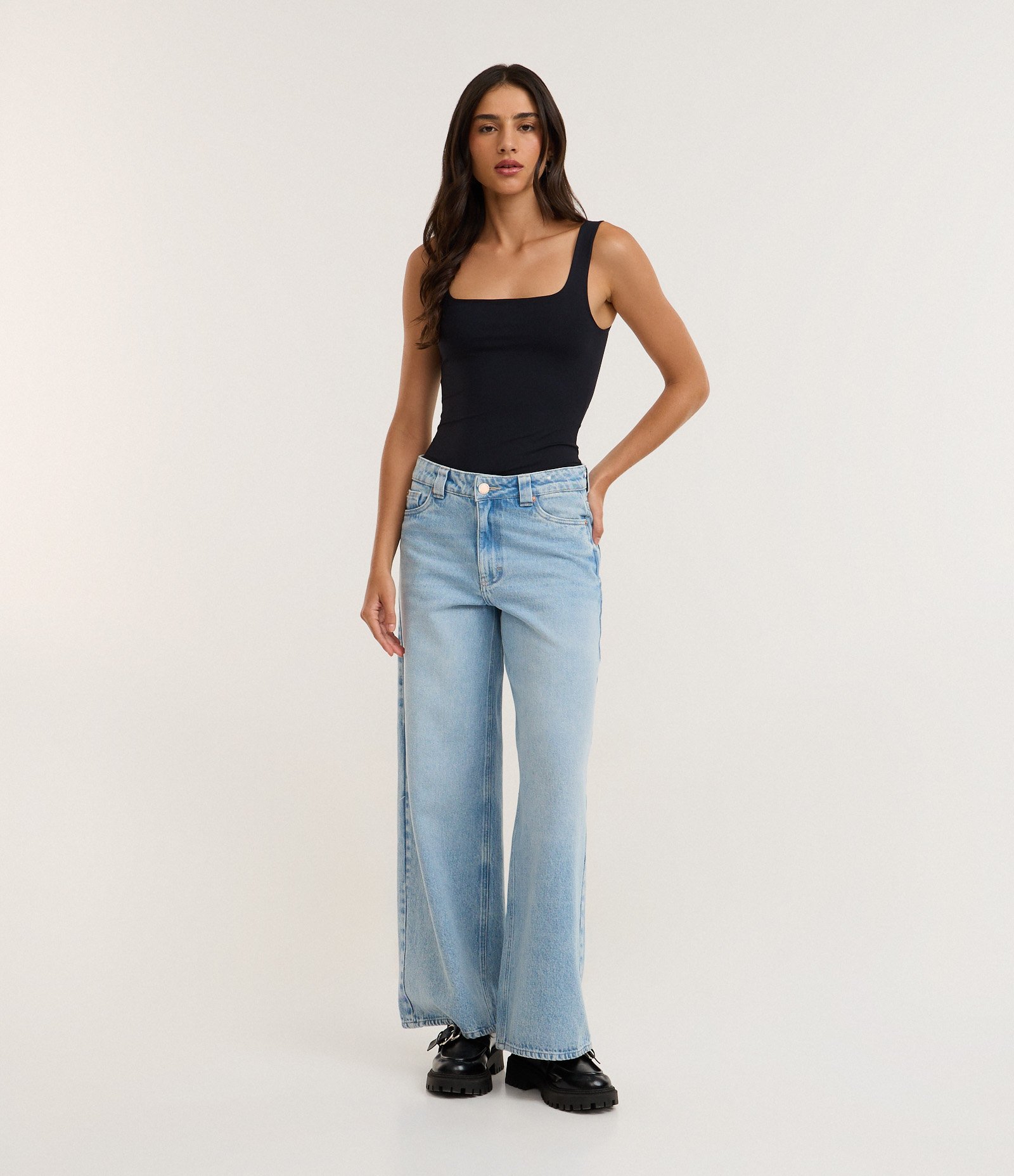 Body em Poliamida com Decote Quadrado Preto 2