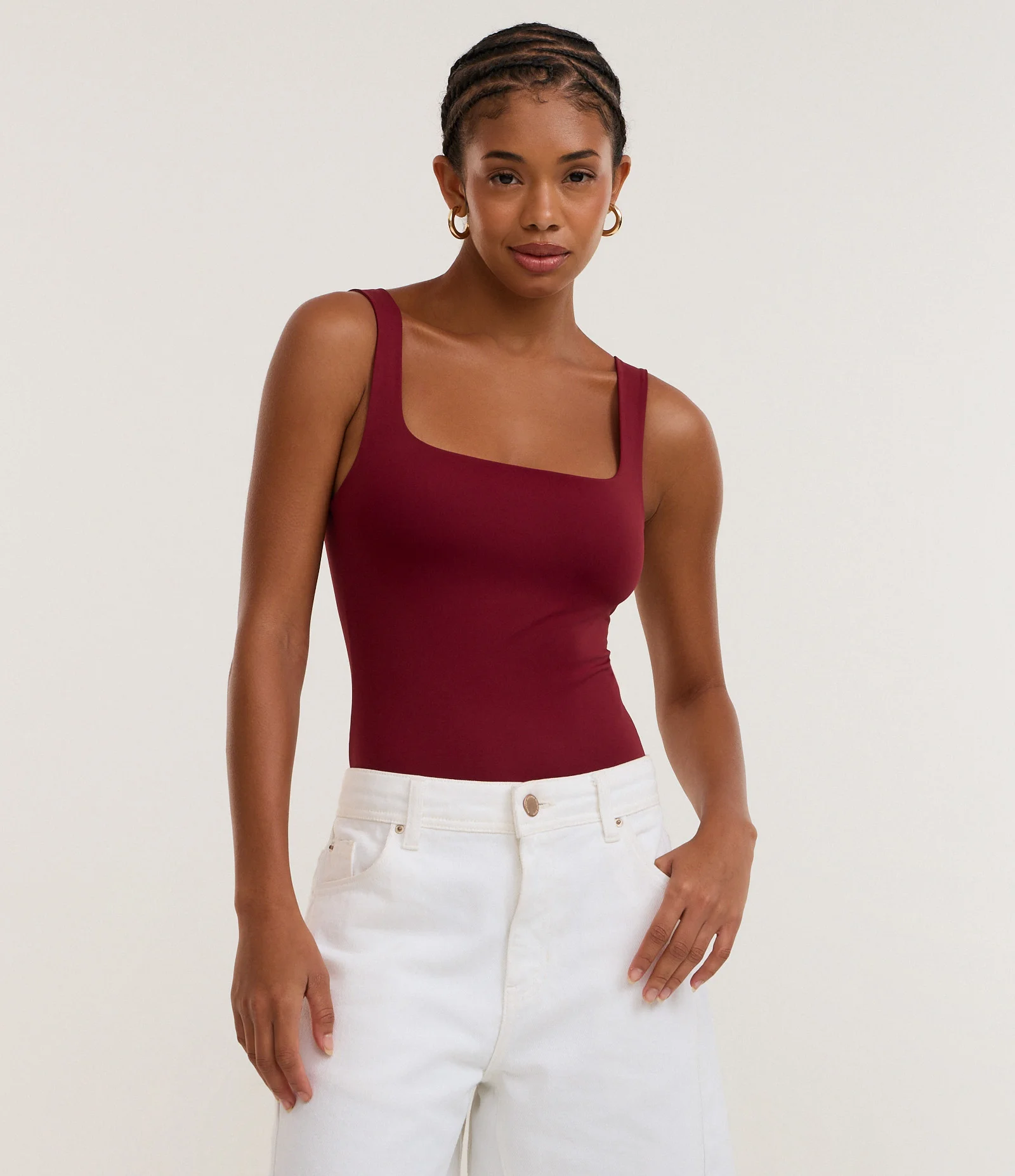 Body em Poliamida com Decote Quadrado Bordô 1