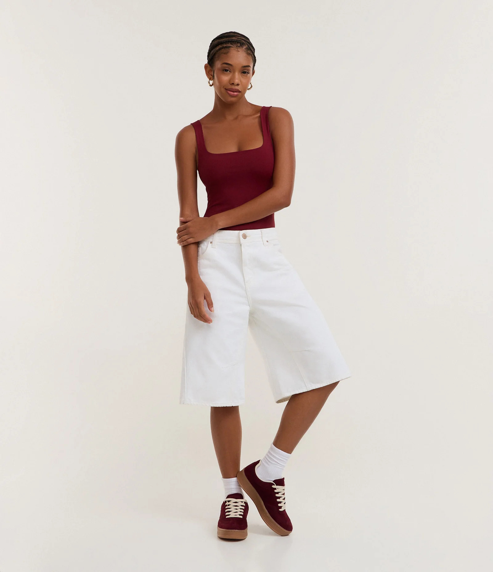 Body em Poliamida com Decote Quadrado Bordô 2