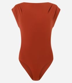 Body Canoa em Poliamida com Pregas no Ombro